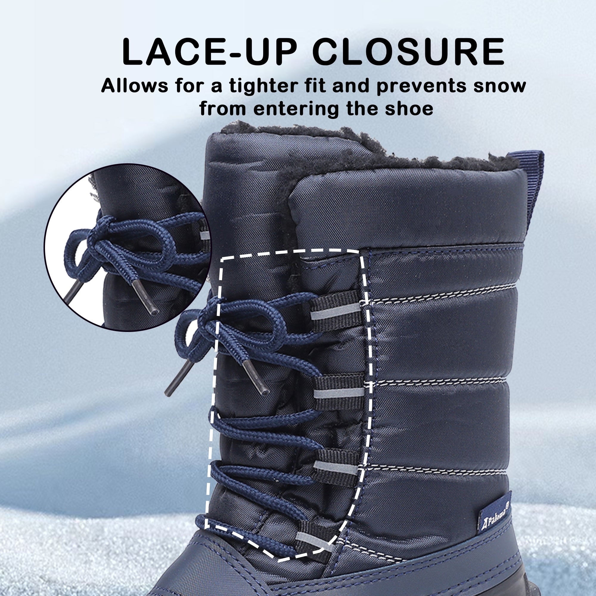 Apakowa Kids Boys Girls Winter Snow Boots Waterproof Outdoor Insulated Snow Boots (Little Kid/Big Kid)-H8323-Navy