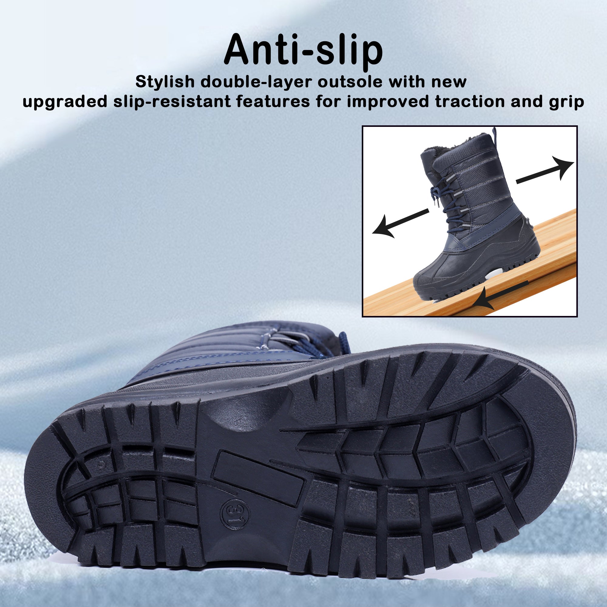 Apakowa Kids Boys Girls Winter Snow Boots Waterproof Outdoor Insulated Snow Boots (Little Kid/Big Kid)-H8323-Navy
