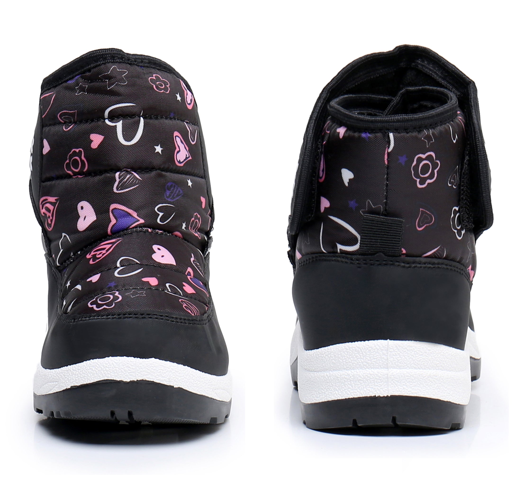 Blikcon Boys Girls Snow Boots Water Resistance Cold Weather Winter Boots-HDL010-BlackHeart