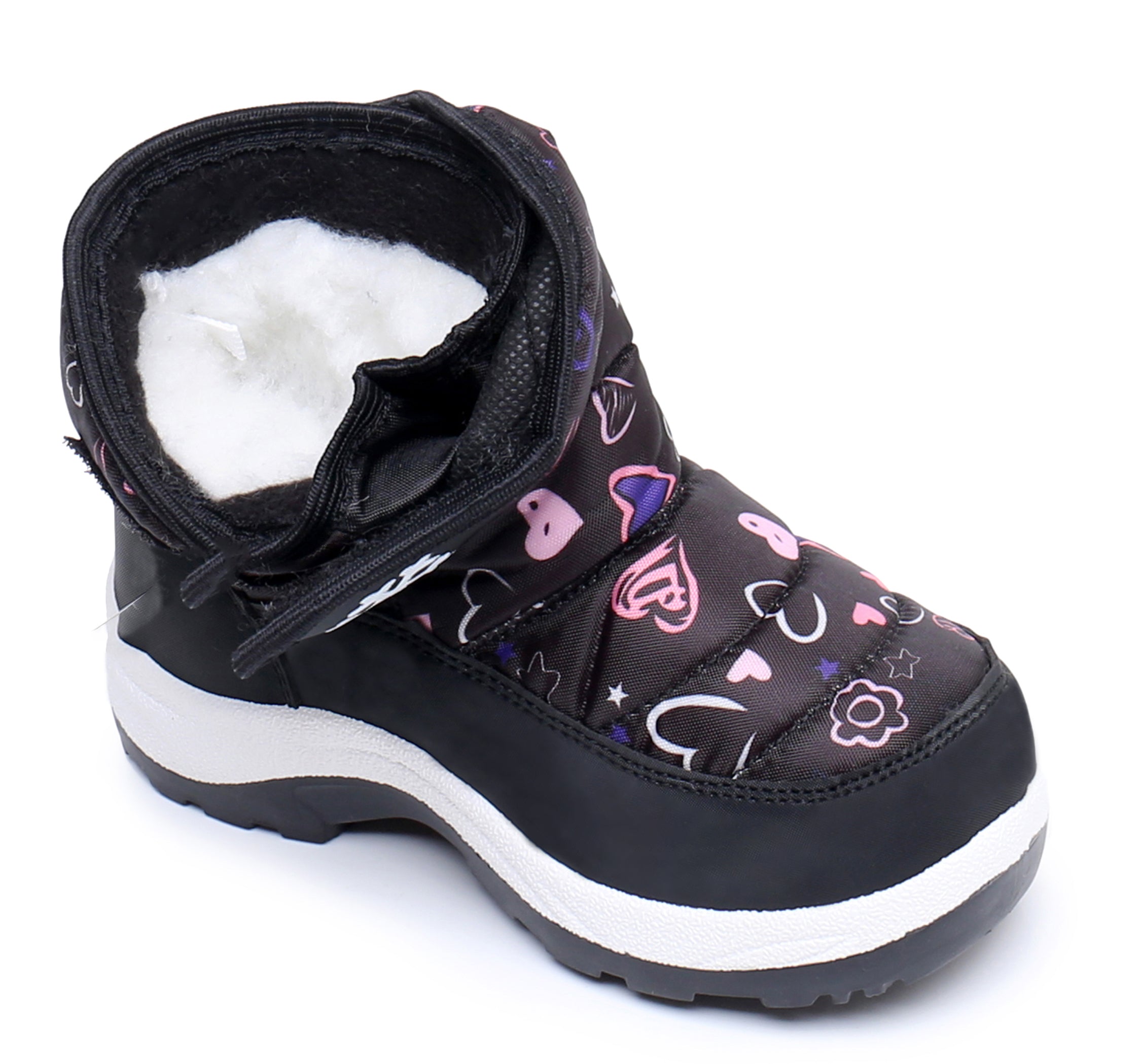 Blikcon Boys Girls Snow Boots Water Resistance Cold Weather Winter Boots-HDL010-BlackHeart
