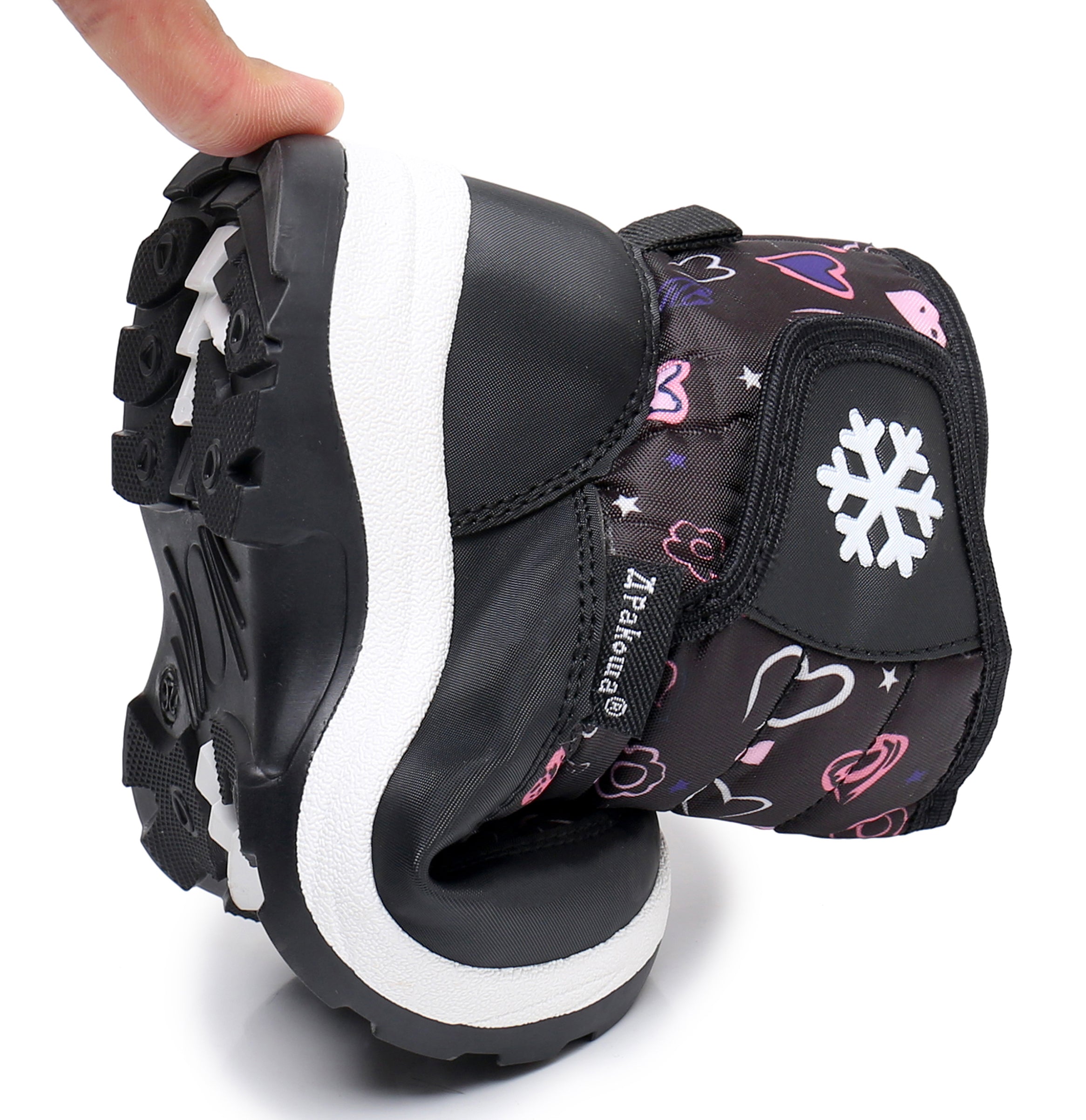 Blikcon Boys Girls Snow Boots Water Resistance Cold Weather Winter Boots-HDL010-BlackHeart