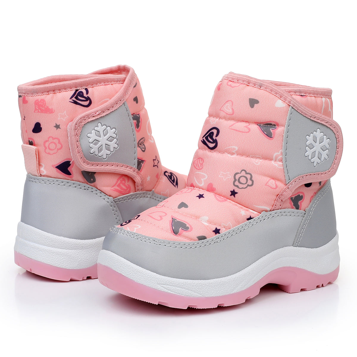 Blikcon Boys Girls Snow Boots Water Resistance Cold Weather Winter Boots-HDL010-Pink