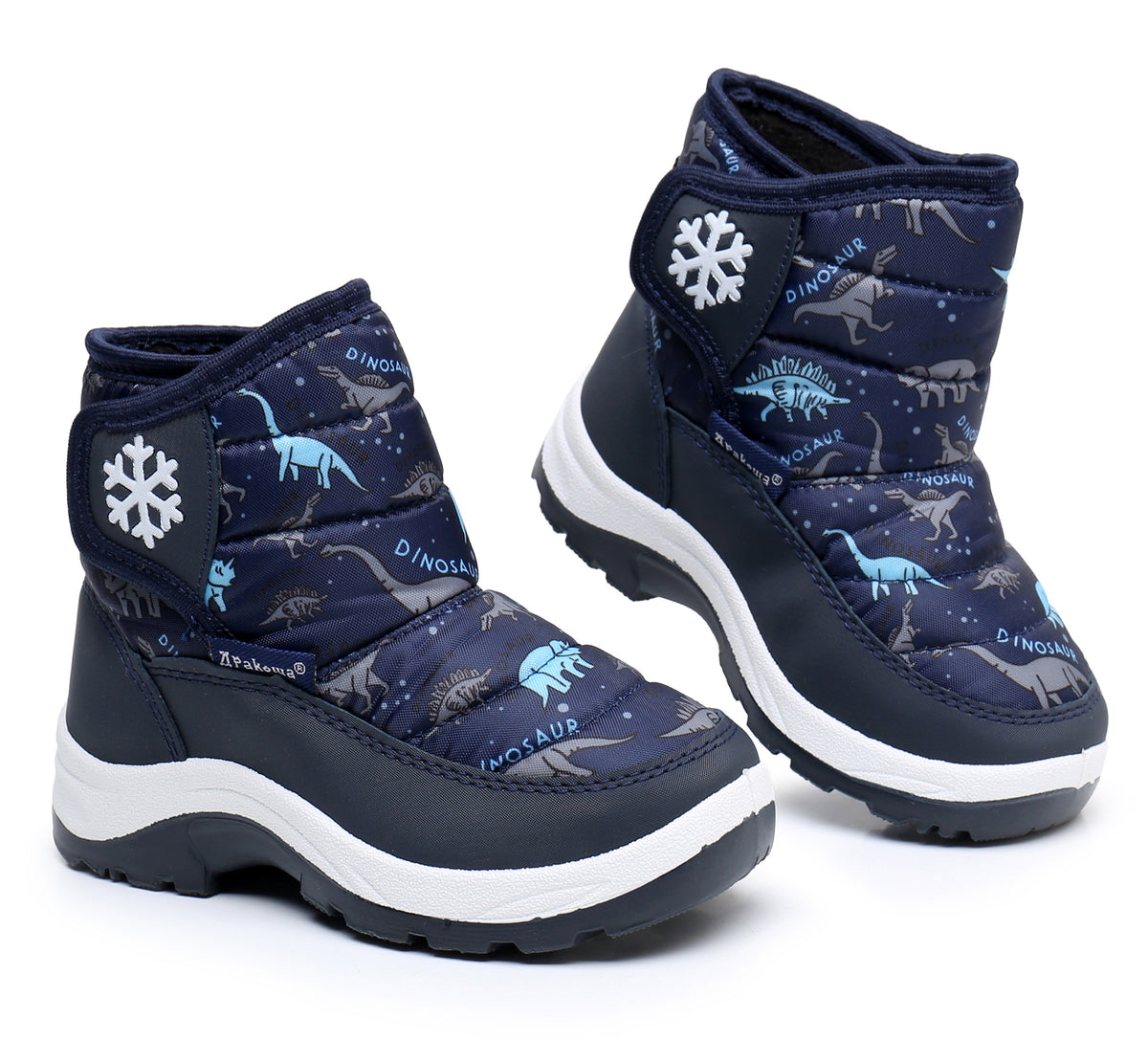 Blikcon Boys Girls Snow Boots Water Resistance Cold Weather Winter Boots-HDL010-NavyDinosaur