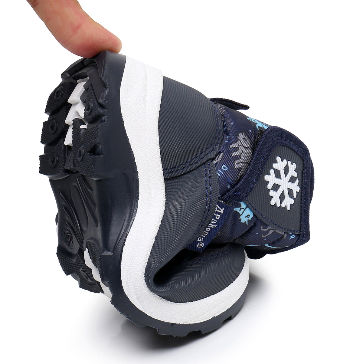 Blikcon Boys Girls Snow Boots Water Resistance Cold Weather Winter Boots-HDL010-NavyDinosaur