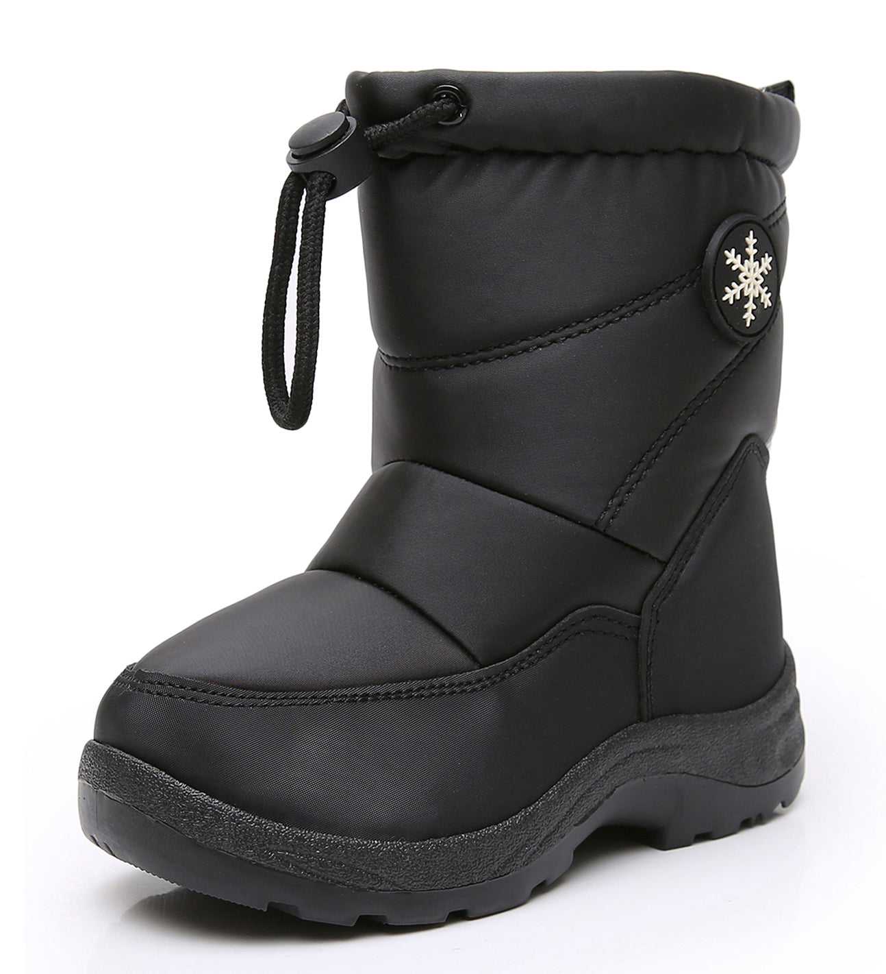 Apakowa Boys Snow Boots Outdoor Cold Weather Winter Boots (Toddler/Little Kid)-HDL011-Black