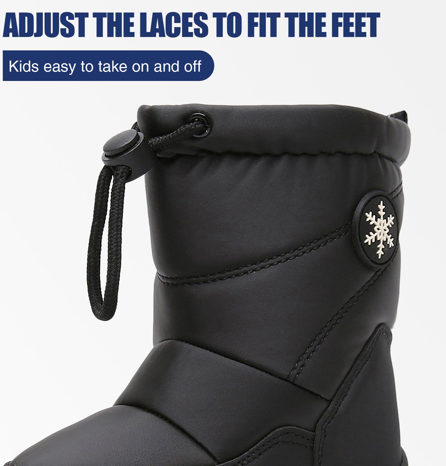 Apakowa Boys Snow Boots Outdoor Cold Weather Winter Boots (Toddler/Little Kid)-HDL011-Black