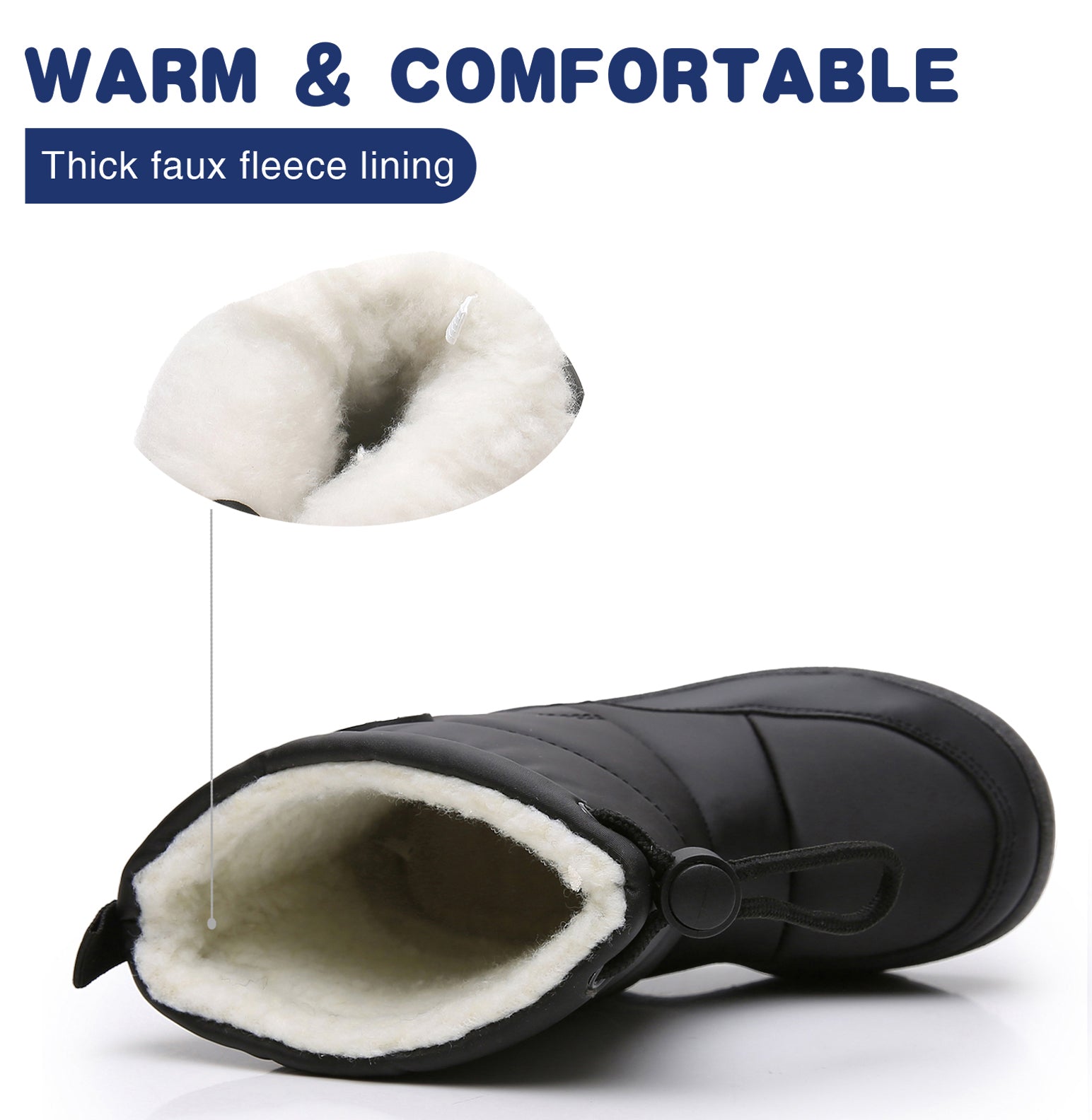 Apakowa Boys Snow Boots Outdoor Cold Weather Winter Boots (Toddler/Little Kid)-HDL011-Black