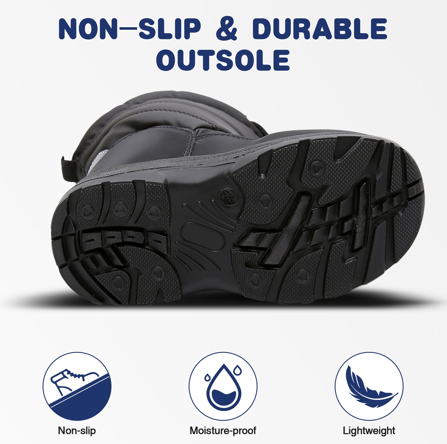 Apakowa Boys Snow Boots Outdoor Cold Weather Winter Boots (Toddler/Little Kid)-HDL011-Black