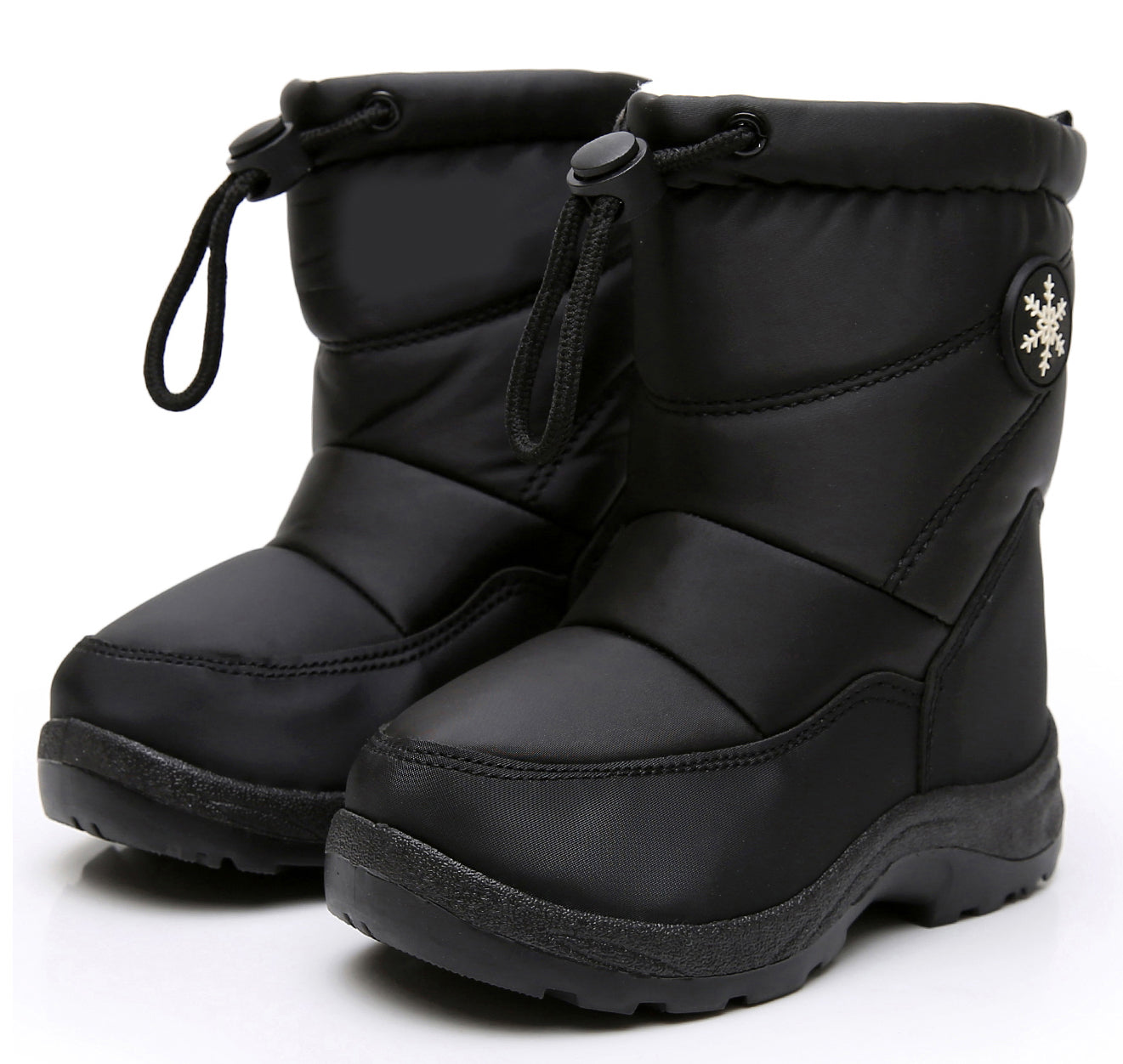 Apakowa Boys Snow Boots Outdoor Cold Weather Winter Boots (Toddler/Little Kid)-HDL011-Black