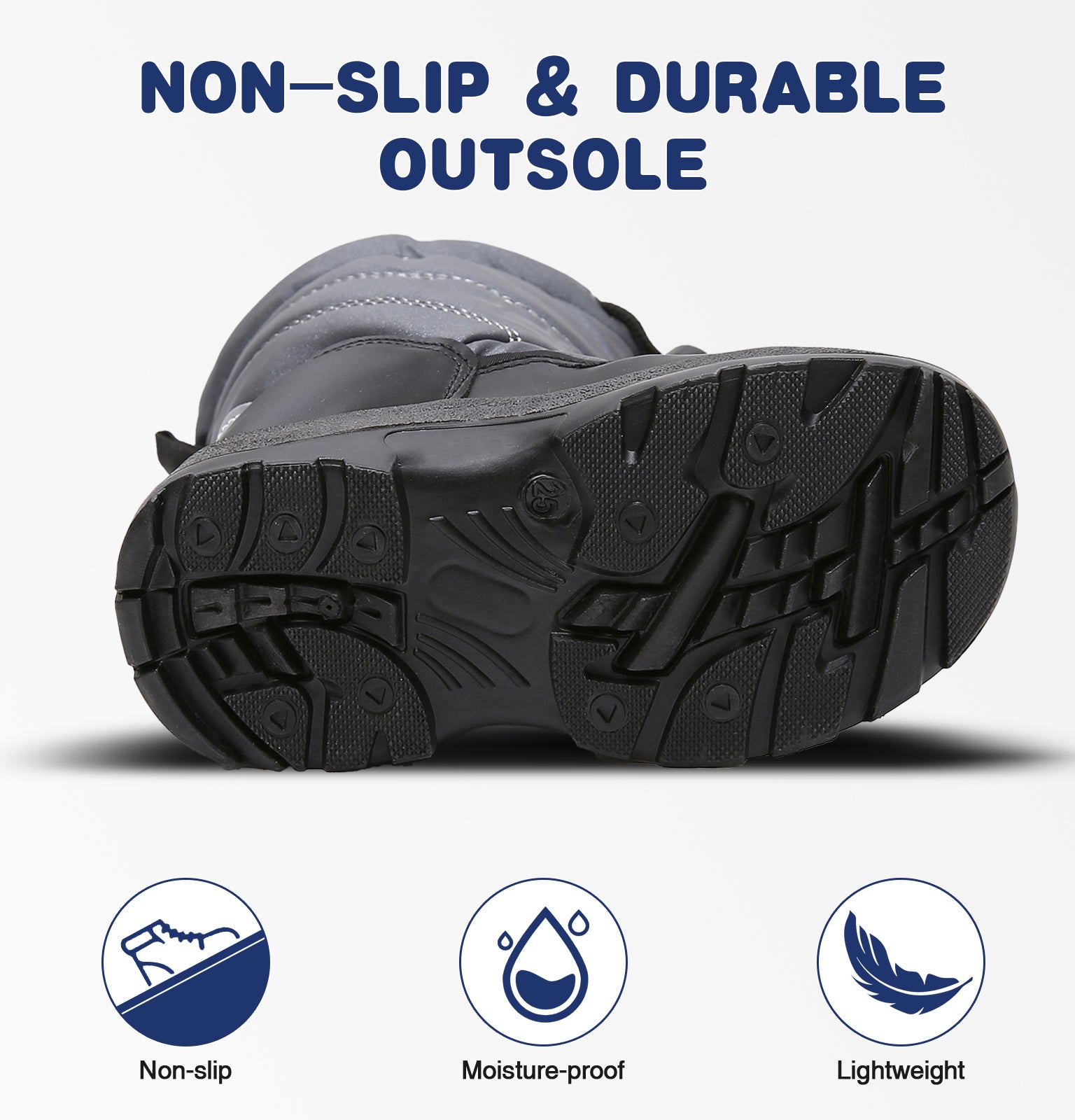 Apakowa Boys Snow Boots Outdoor Cold Weather Winter Boots (Toddler/Little Kid)-HDL011-Gray