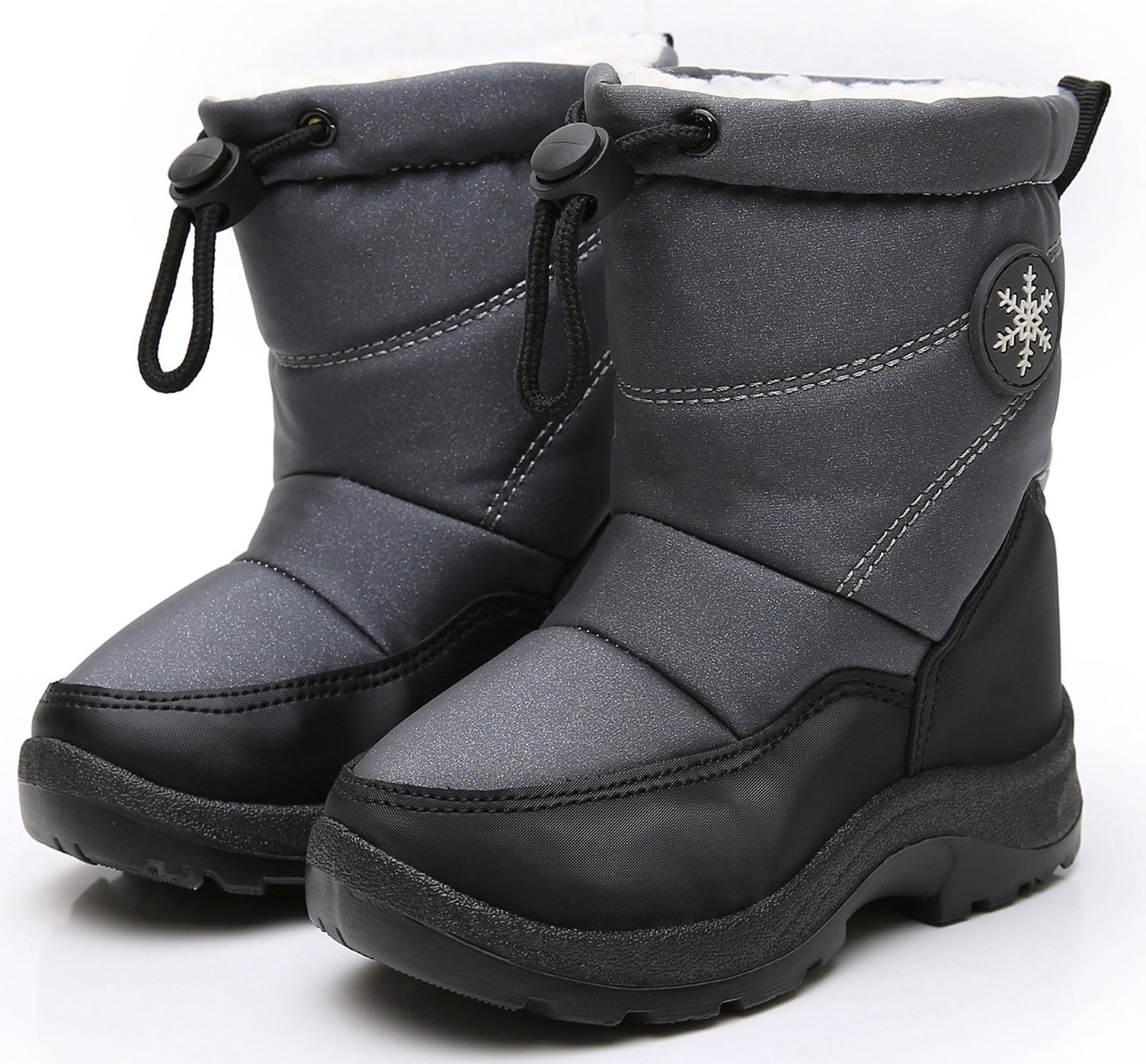 Apakowa Boys Snow Boots Outdoor Cold Weather Winter Boots (Toddler/Little Kid)-HDL011-Gray