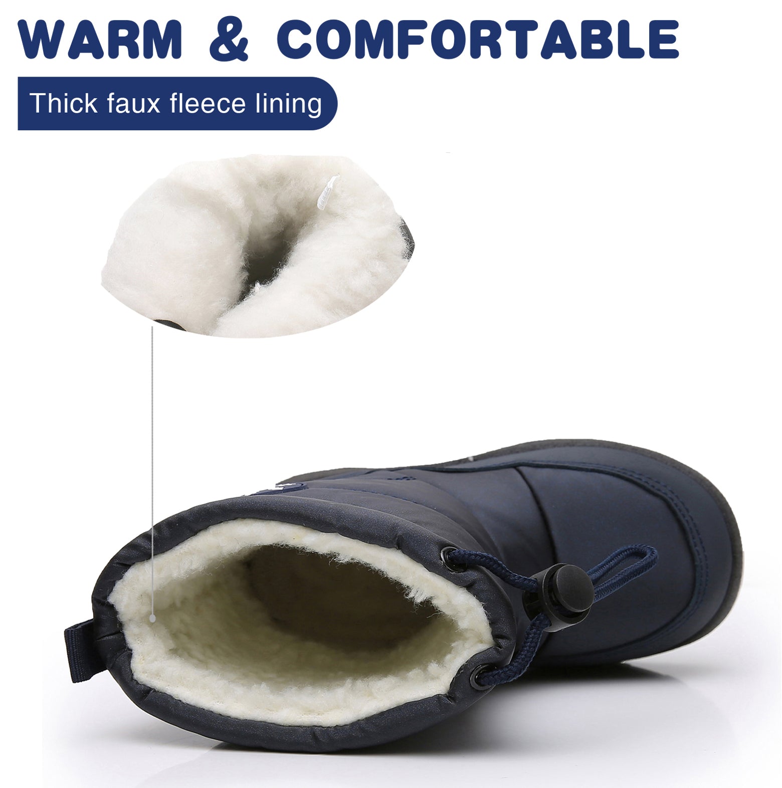 Apakowa Boys Snow Boots Outdoor Cold Weather Winter Boots (Toddler/Little Kid)-HDL011-Navy