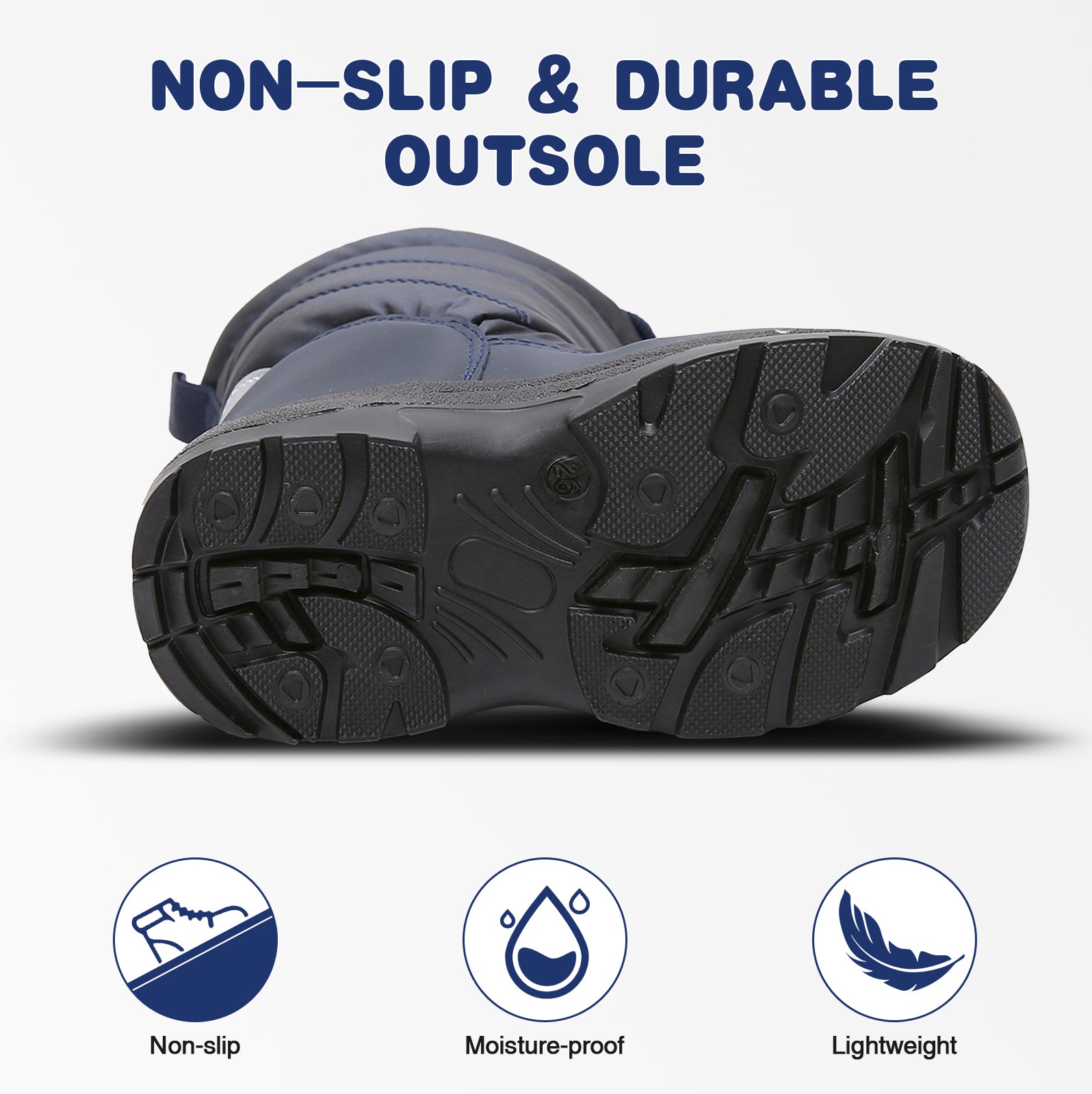 Apakowa Boys Snow Boots Outdoor Cold Weather Winter Boots (Toddler/Little Kid)-HDL011-Navy