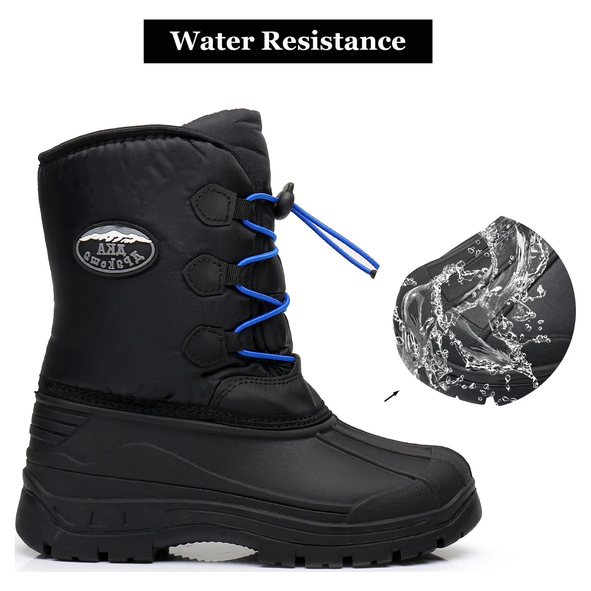 Apakowa Kids Boys Winter Snow Boots Insulated Watetproof Boys Winter Boots(Little Kid/Big Kid)-HDL019-Black/Blue