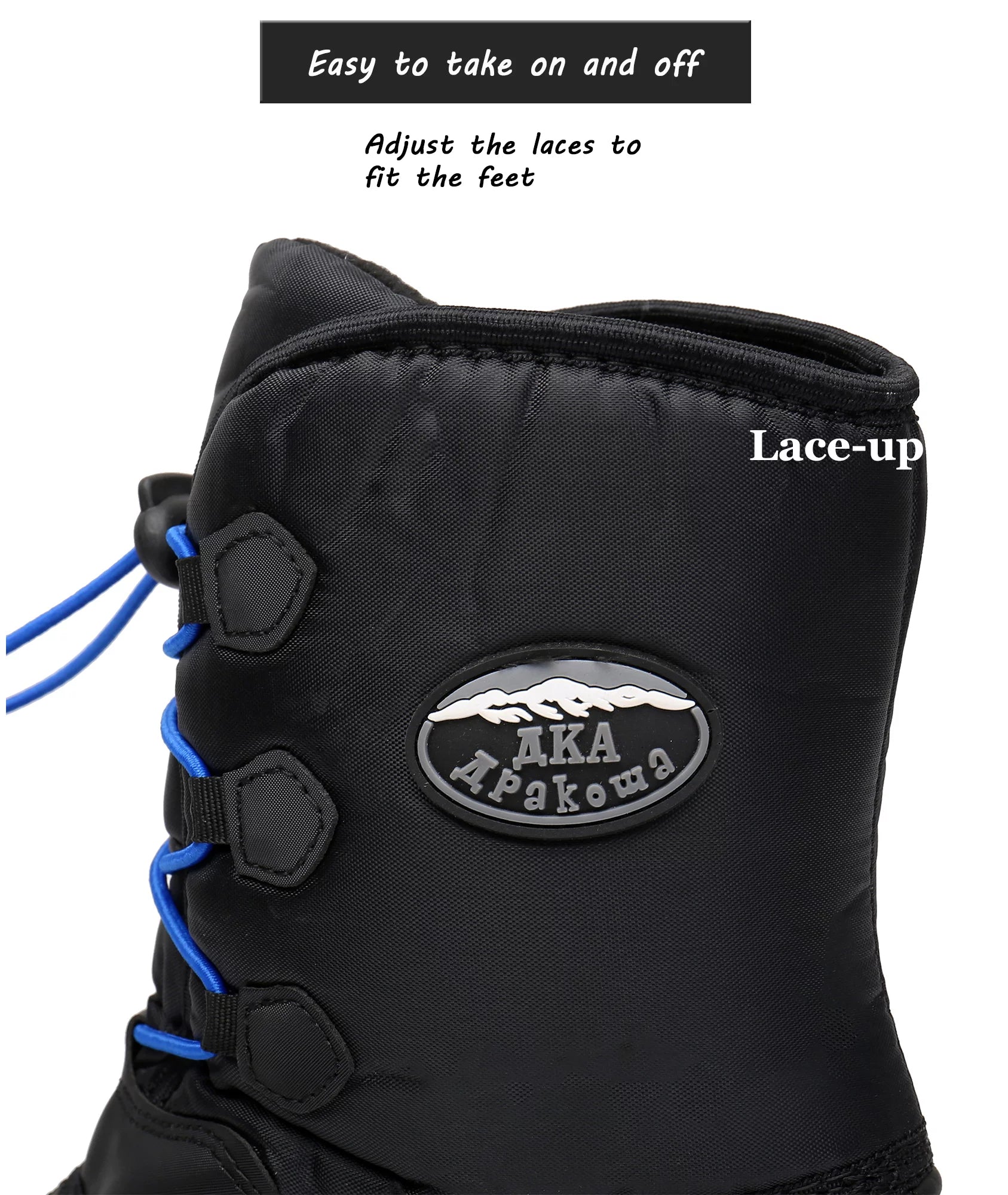 Apakowa Kids Boys Winter Snow Boots Insulated Watetproof Boys Winter Boots(Little Kid/Big Kid)-HDL019-Black/Blue