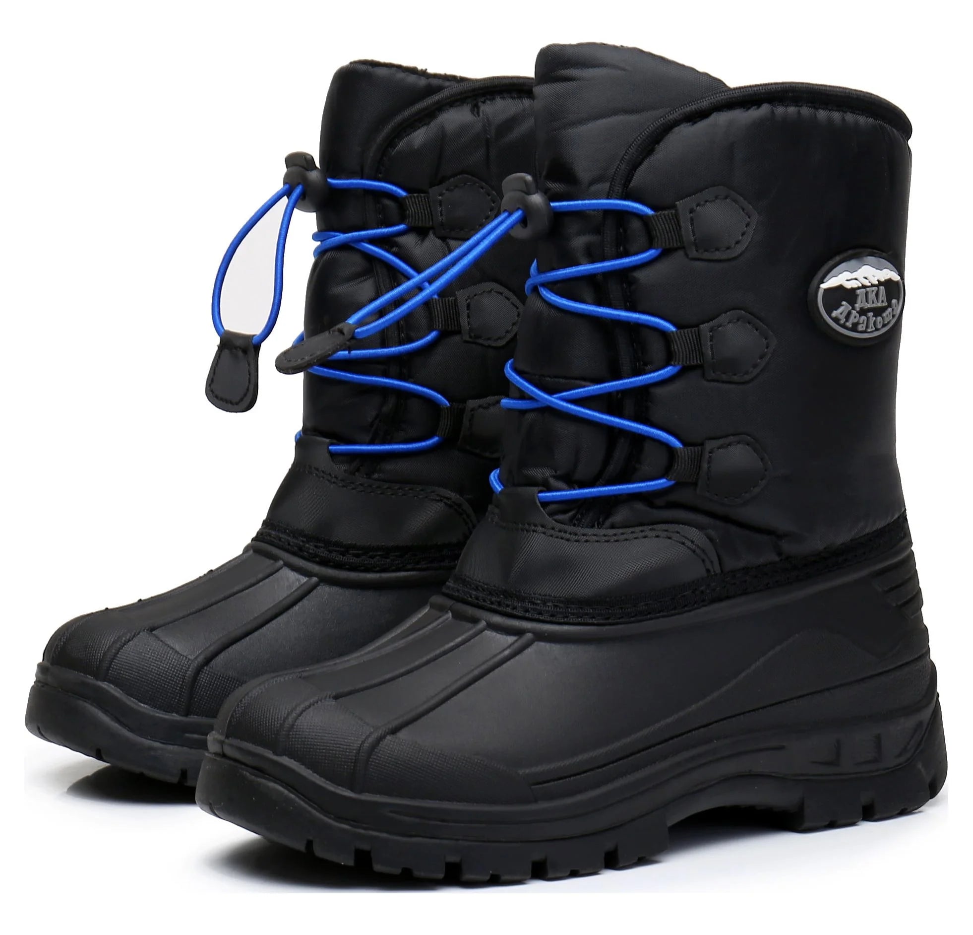 Apakowa Kids Boys Winter Snow Boots Insulated Watetproof Boys Winter Boots(Little Kid/Big Kid)-HDL019-Black/Blue