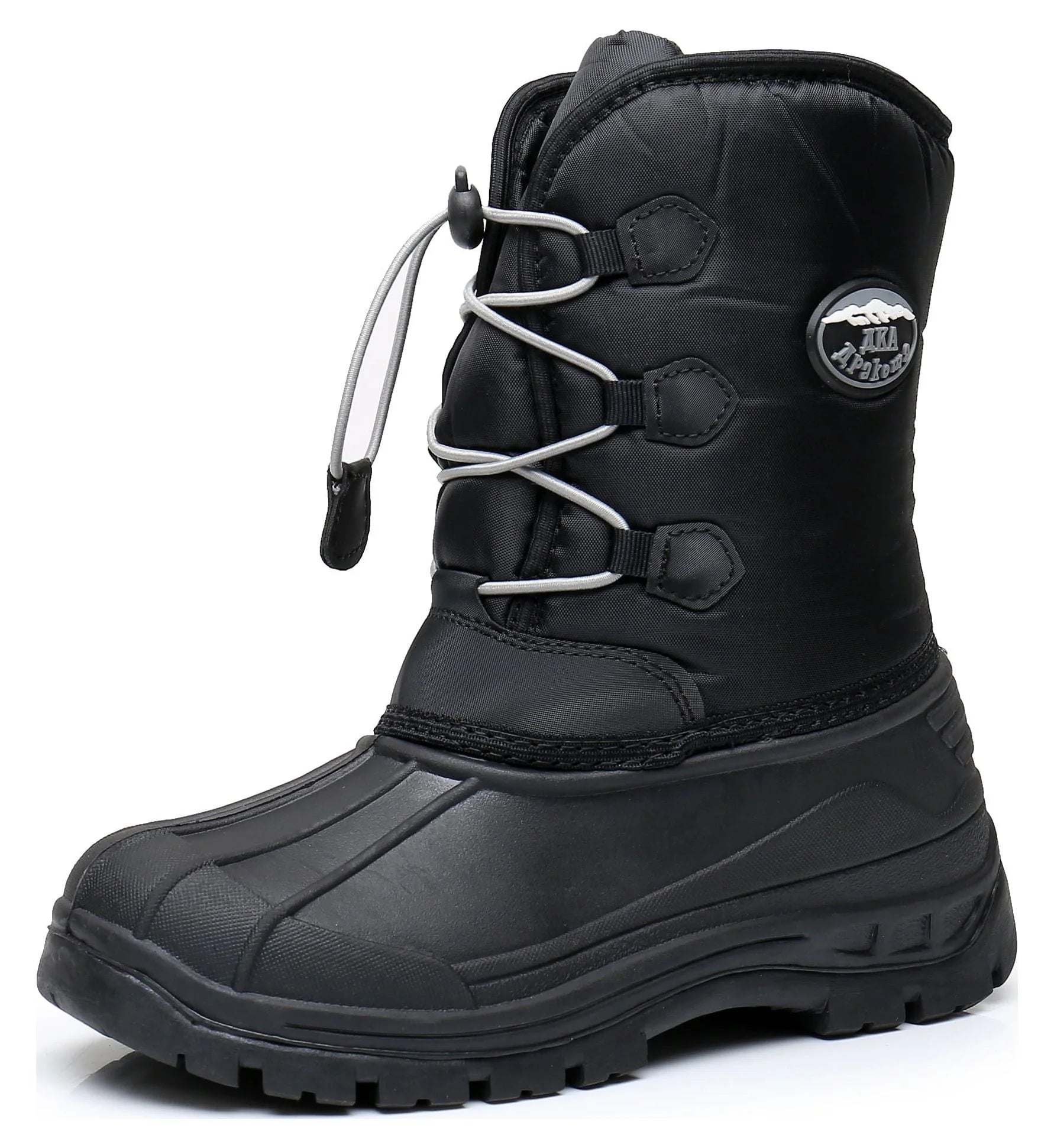 Apakowa Kids Boys Winter Snow Boots Insulated Watetproof Boys Winter Boots(Little Kid/Big Kid)-HDL019-Black/Grey