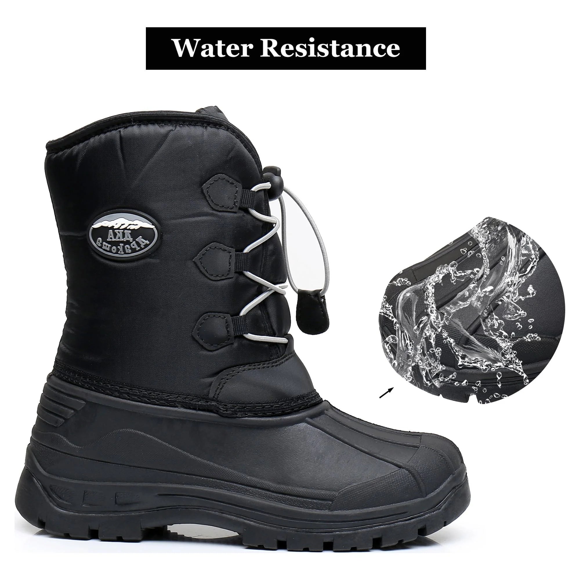 Apakowa Kids Boys Winter Snow Boots Insulated Watetproof Boys Winter Boots(Little Kid/Big Kid)-HDL019-Black/Grey