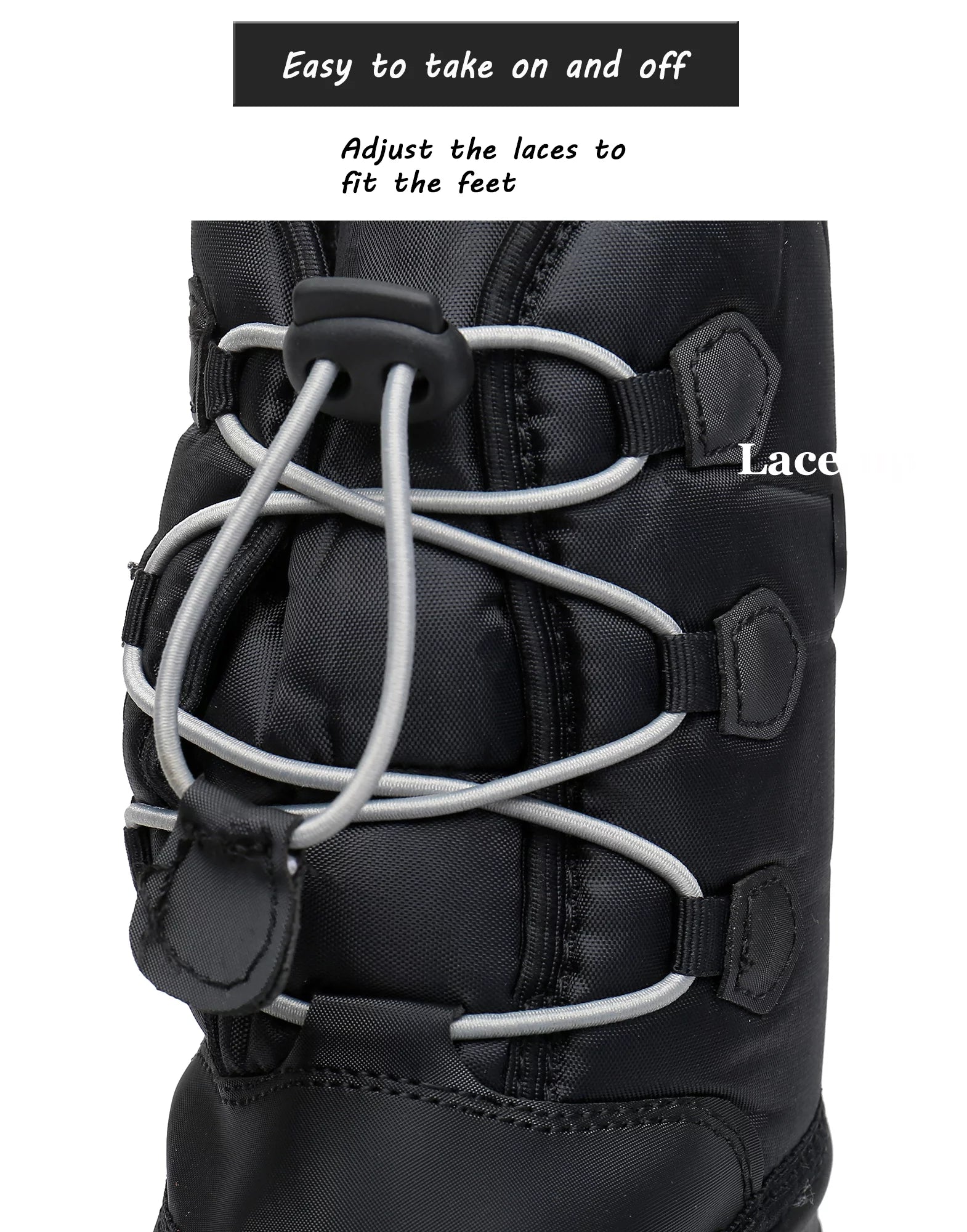 Apakowa Kids Boys Winter Snow Boots Insulated Watetproof Boys Winter Boots(Little Kid/Big Kid)-HDL019-Black/Grey