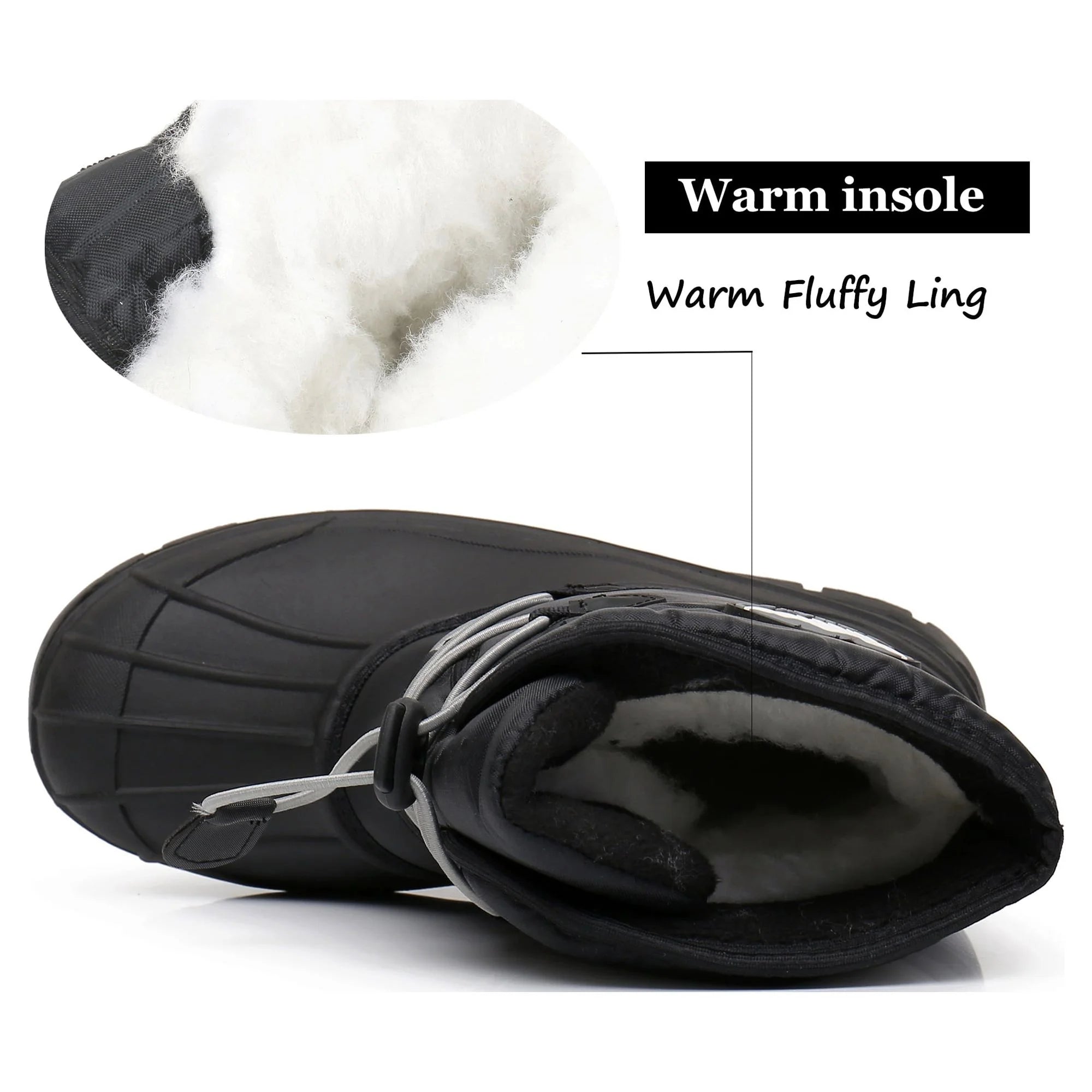 Apakowa Kids Boys Winter Snow Boots Insulated Watetproof Boys Winter Boots(Little Kid/Big Kid)-HDL019-Black/Grey