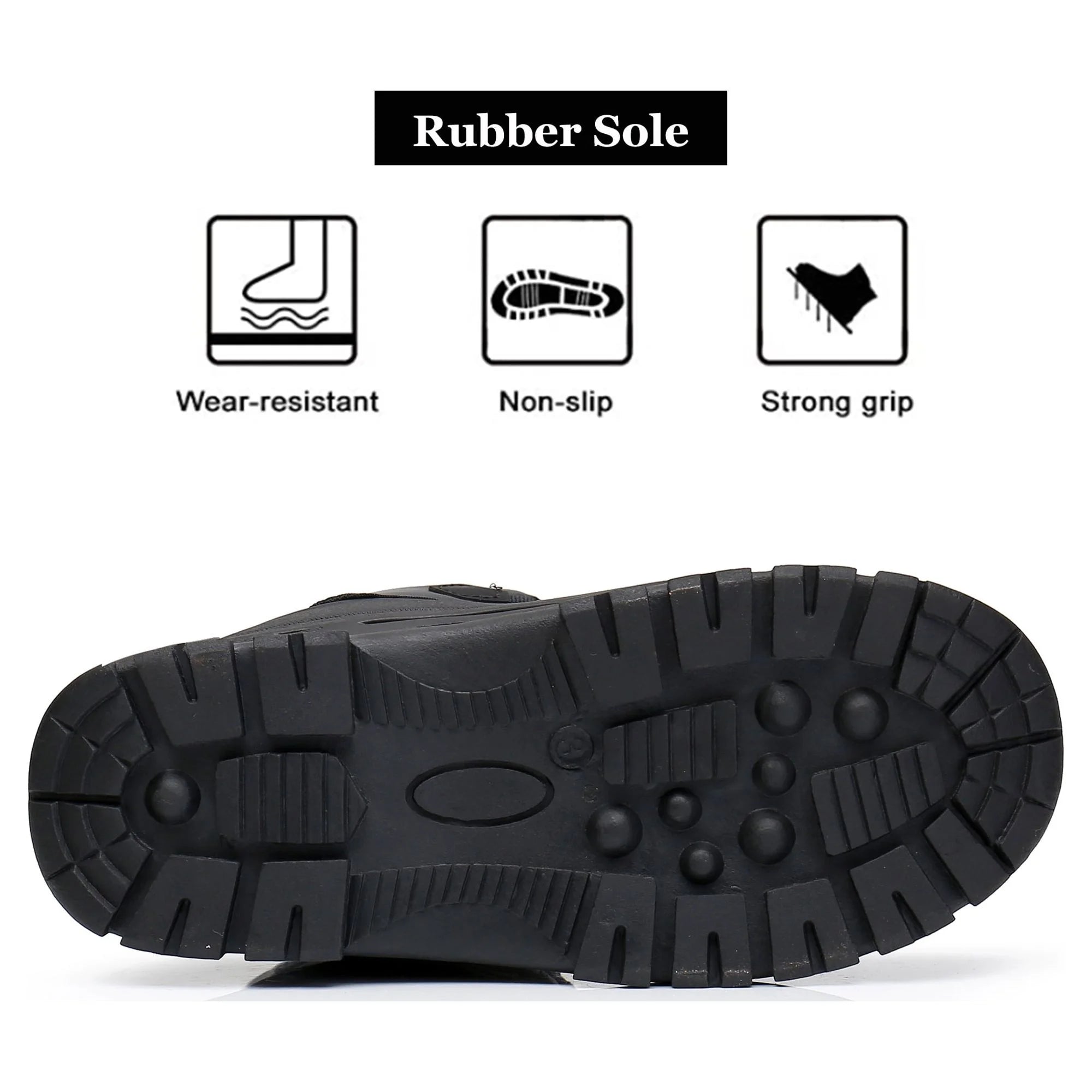 Apakowa Kids Boys Winter Snow Boots Insulated Watetproof Boys Winter Boots(Little Kid/Big Kid)-HDL019-Black/Grey