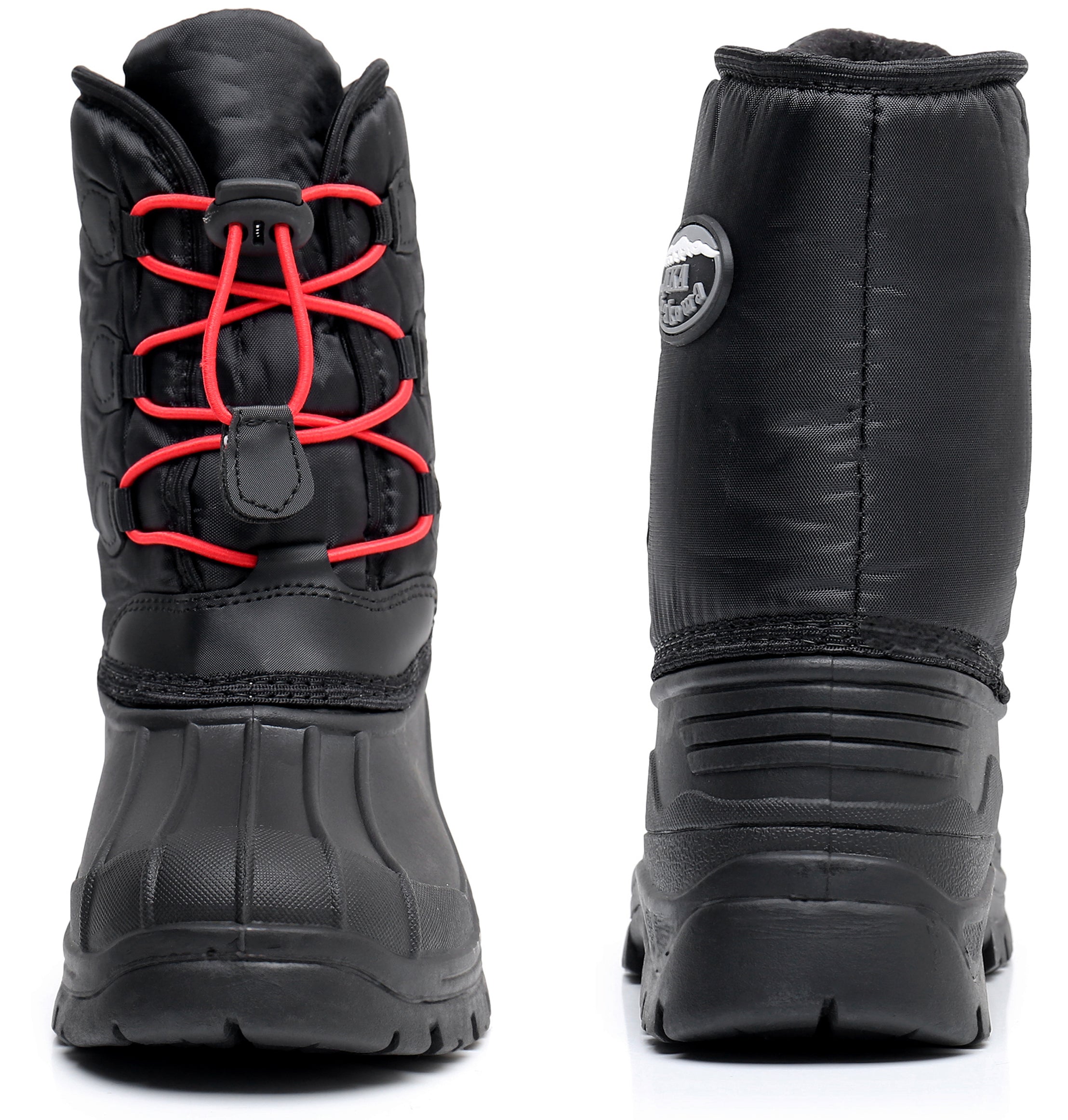 Apakowa Kids Boys Winter Snow Boots Insulated Watetproof Boys Winter Boots(Little Kid/Big Kid)-HDL019-Black/Red