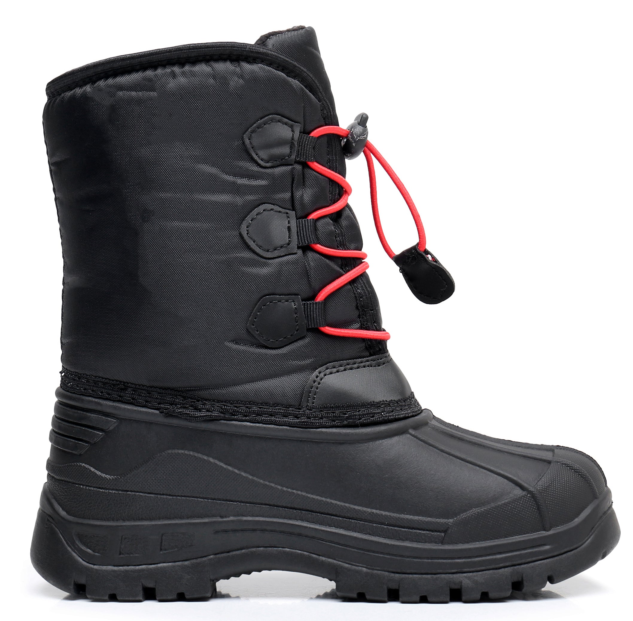 Apakowa Kids Boys Winter Snow Boots Insulated Watetproof Boys Winter Boots(Little Kid/Big Kid)-HDL019-Black/Red