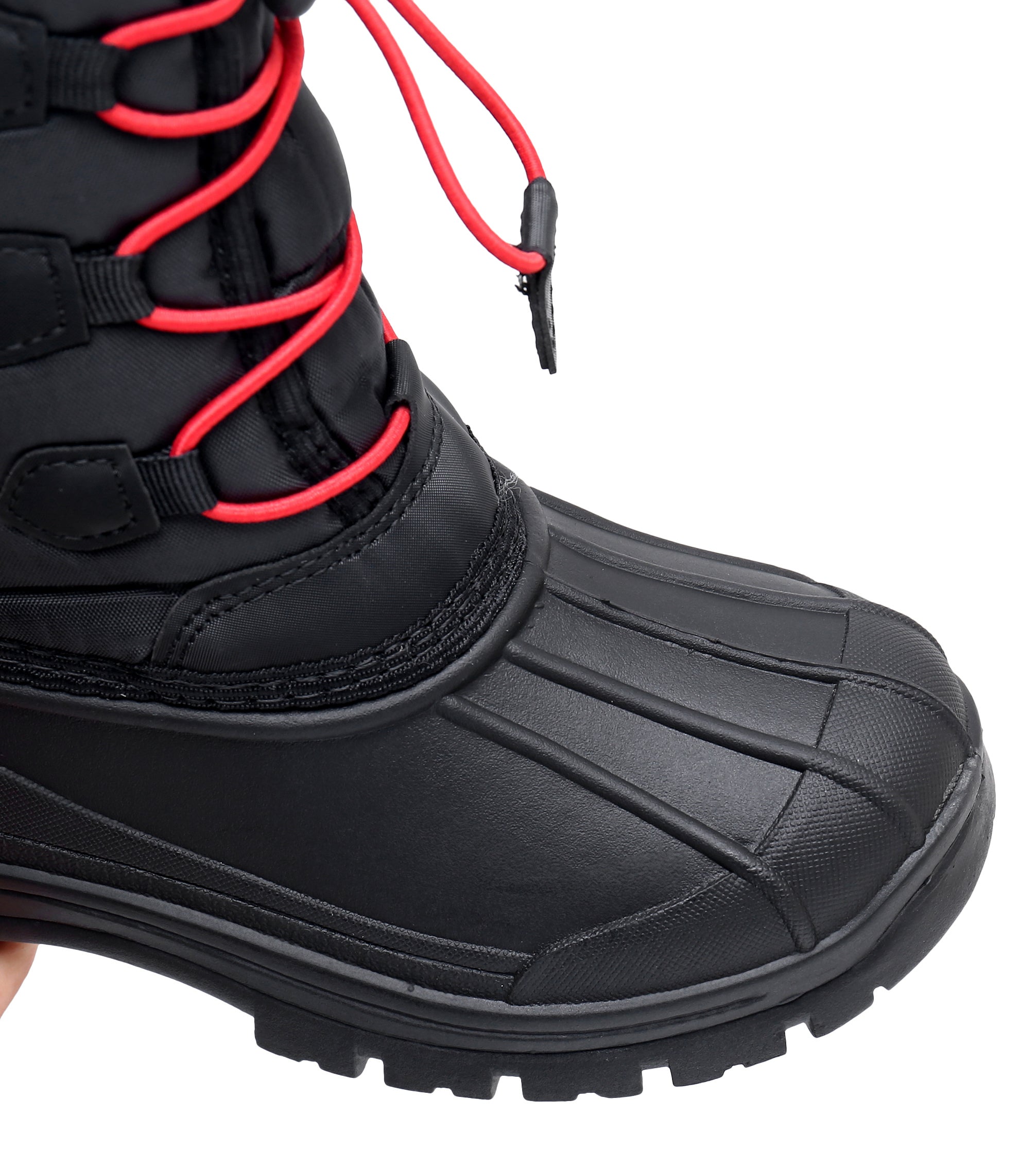 Apakowa Kids Boys Winter Snow Boots Insulated Watetproof Boys Winter Boots(Little Kid/Big Kid)-HDL019-Black/Red