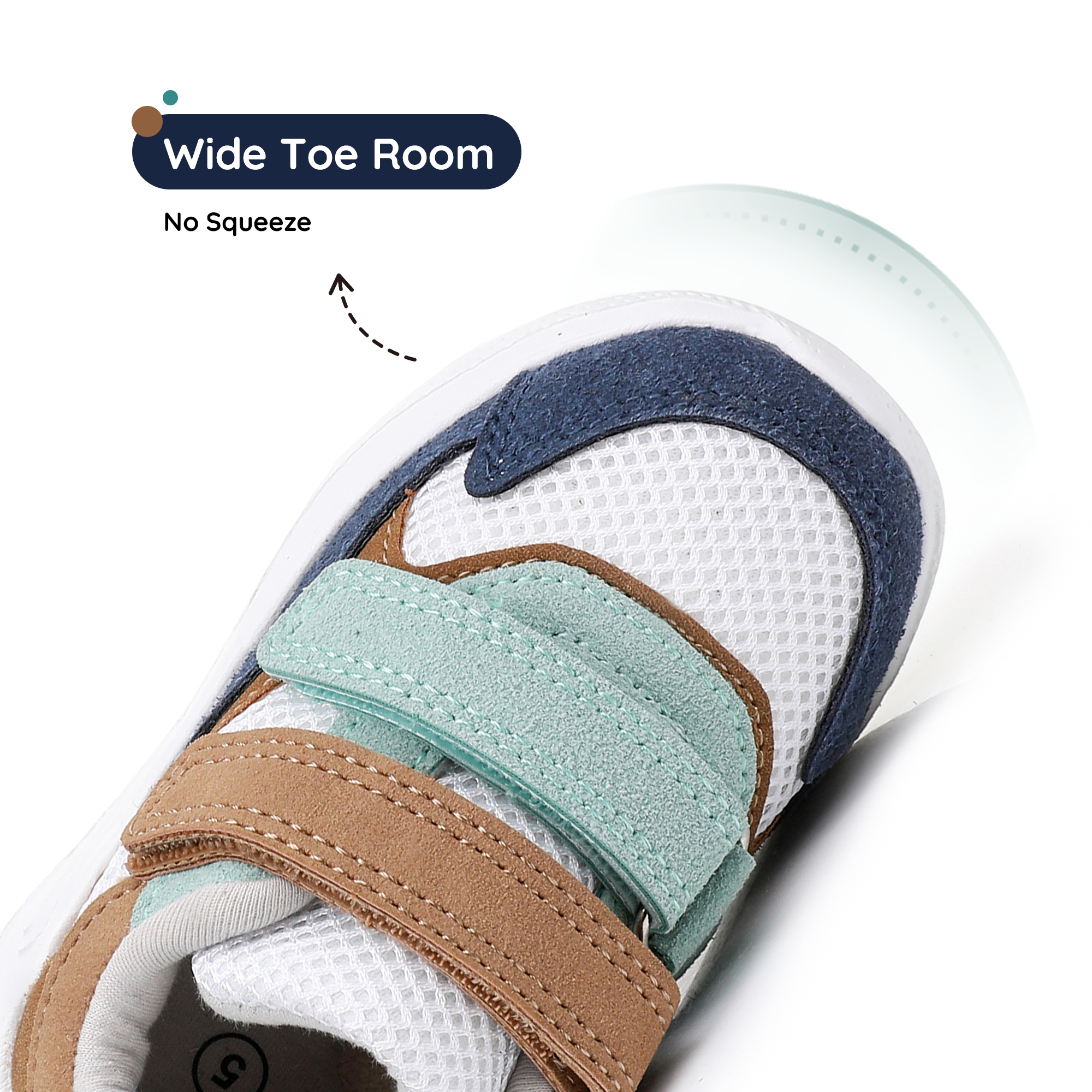 Apakowa Infant & Toddler Boys Girls Sneakers – Breathable Mesh First Walker Shoes with Adjustable Strap or Elastic Laces, Lightweight Non-Slip Athletic Shoes for Early Walkers (6-24 Months)-RF527-Khaki/Navy/0live