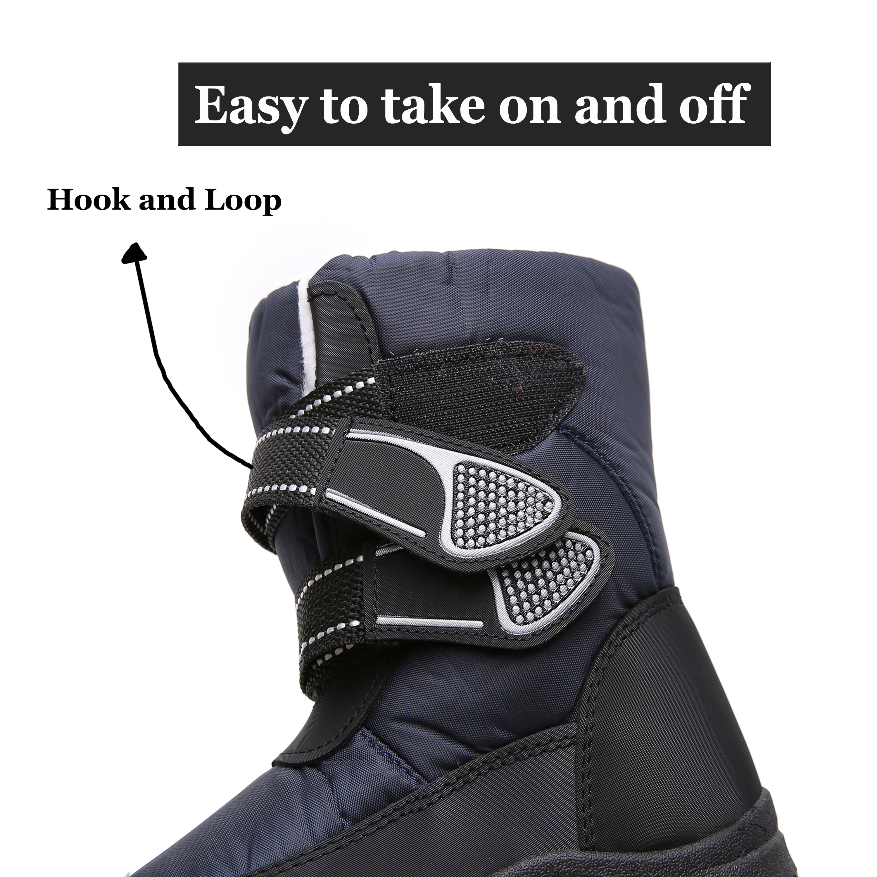 Apakowa Kids Boys Snow Boots Winter Waterproof Slip Resistant Cold Weather Boots (Toddler/Little Kid/Big Kid)-HDL018-Navy