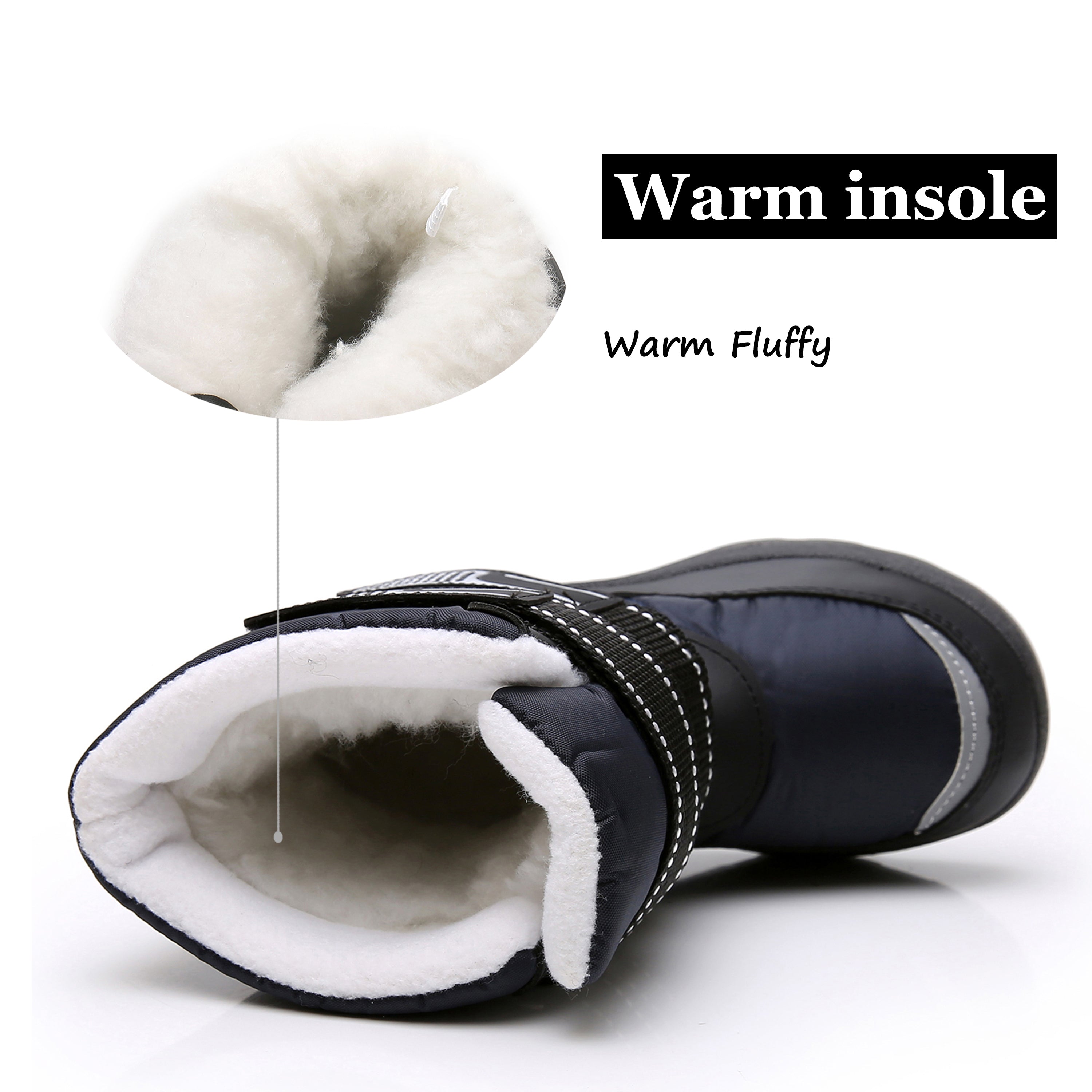 Apakowa Kids Boys Snow Boots Winter Waterproof Slip Resistant Cold Weather Boots (Toddler/Little Kid/Big Kid)-HDL018-Navy