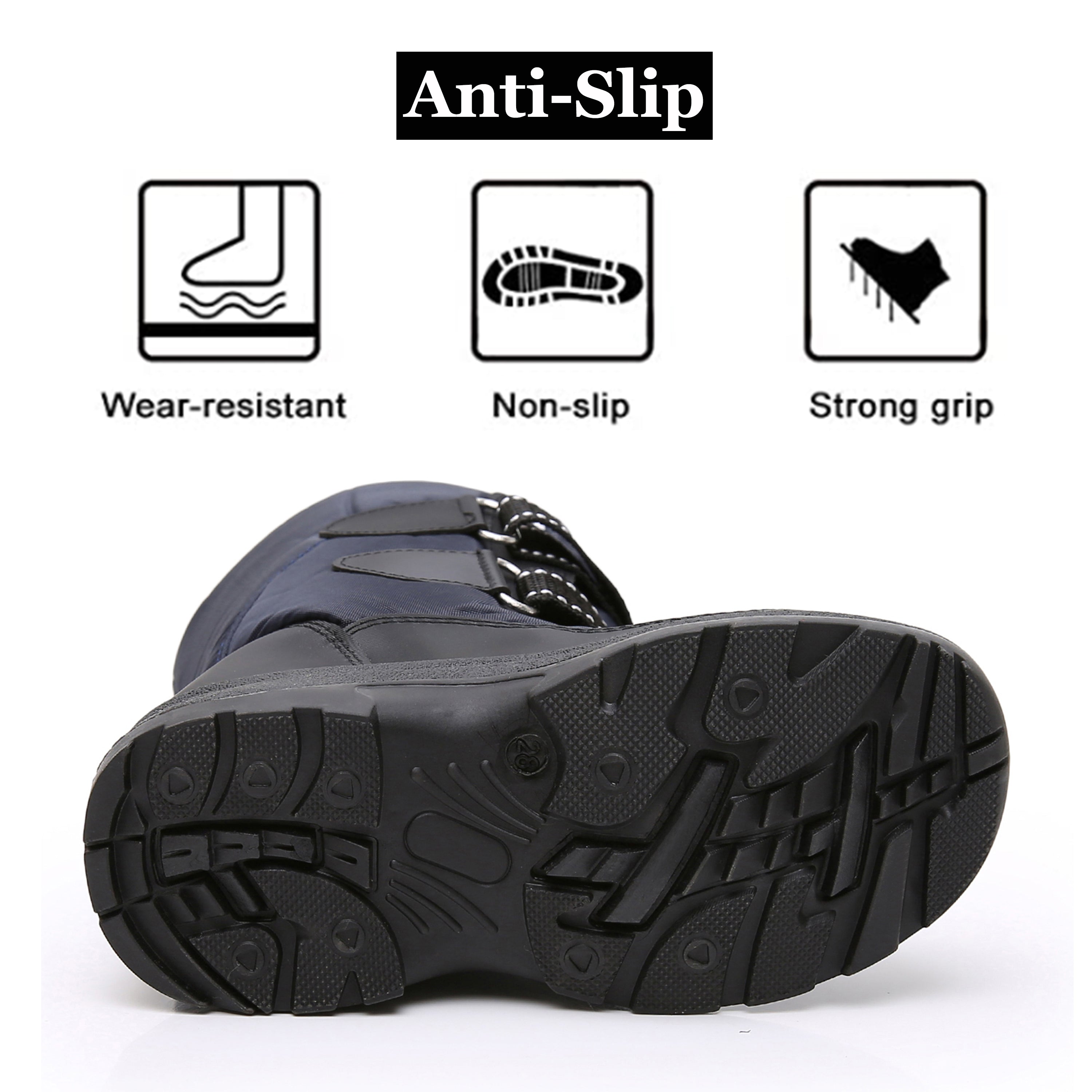 Apakowa Kids Boys Snow Boots Winter Waterproof Slip Resistant Cold Weather Boots (Toddler/Little Kid/Big Kid)-HDL018-Navy