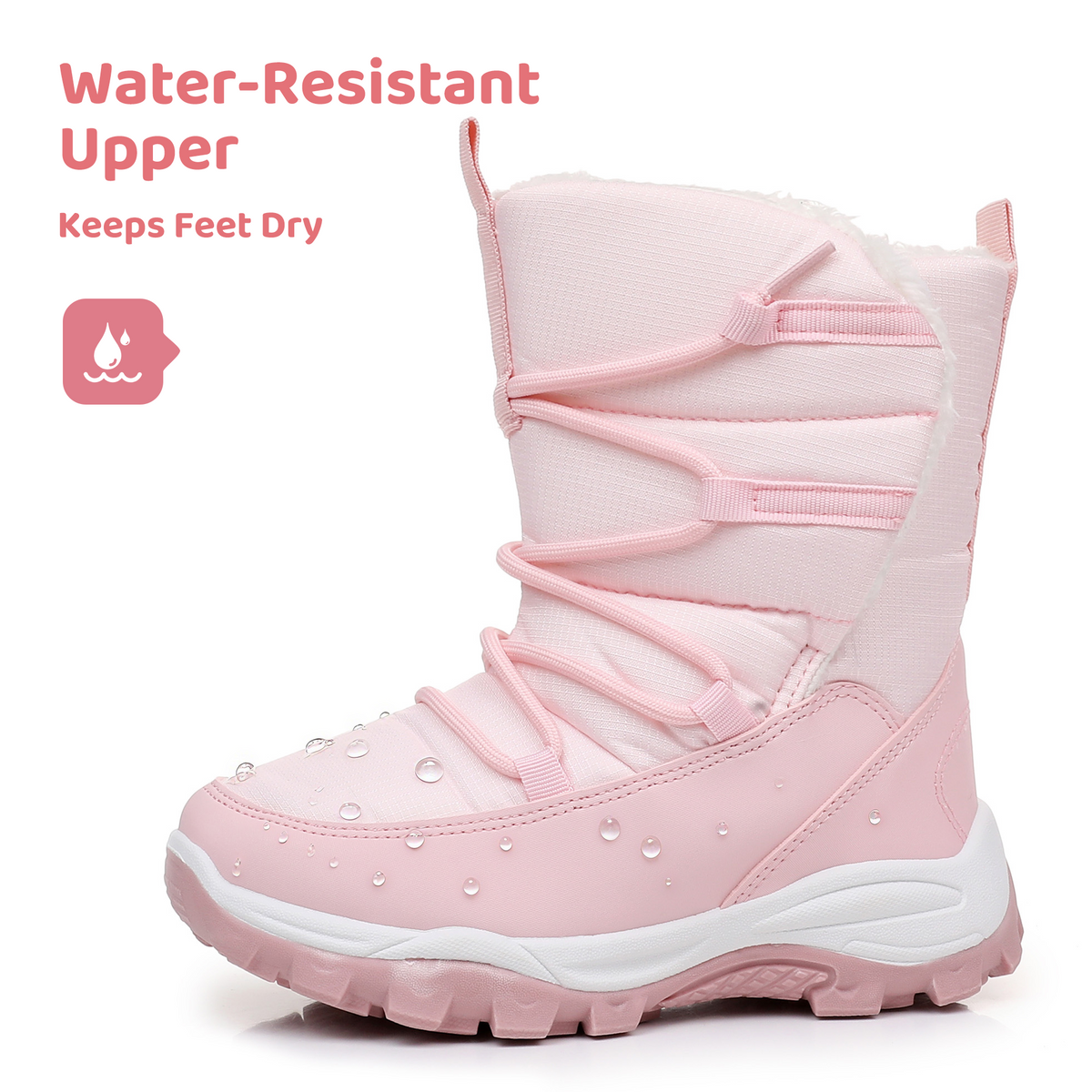 Blikcon Girls Snow Boots Water-Resistant Slip Resistant Warm Winter Shoes (Little Kid/Big Kid)-H0823-Pink