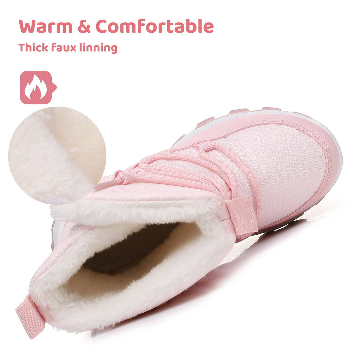 Blikcon Girls Snow Boots Water-Resistant Slip Resistant Warm Winter Shoes (Little Kid/Big Kid)-H0823-Pink