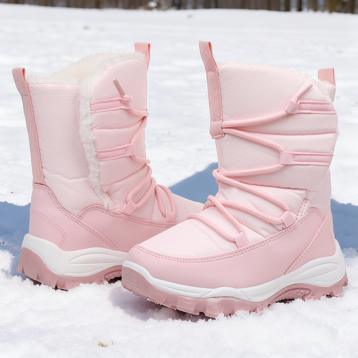 Blikcon Girls Snow Boots Water-Resistant Slip Resistant Warm Winter Shoes (Little Kid/Big Kid)-H0823-Pink
