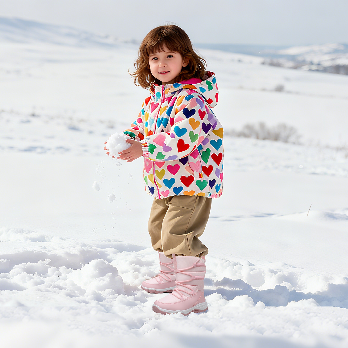 Blikcon Girls Snow Boots Water-Resistant Slip Resistant Warm Winter Shoes (Little Kid/Big Kid)-H0823-Pink