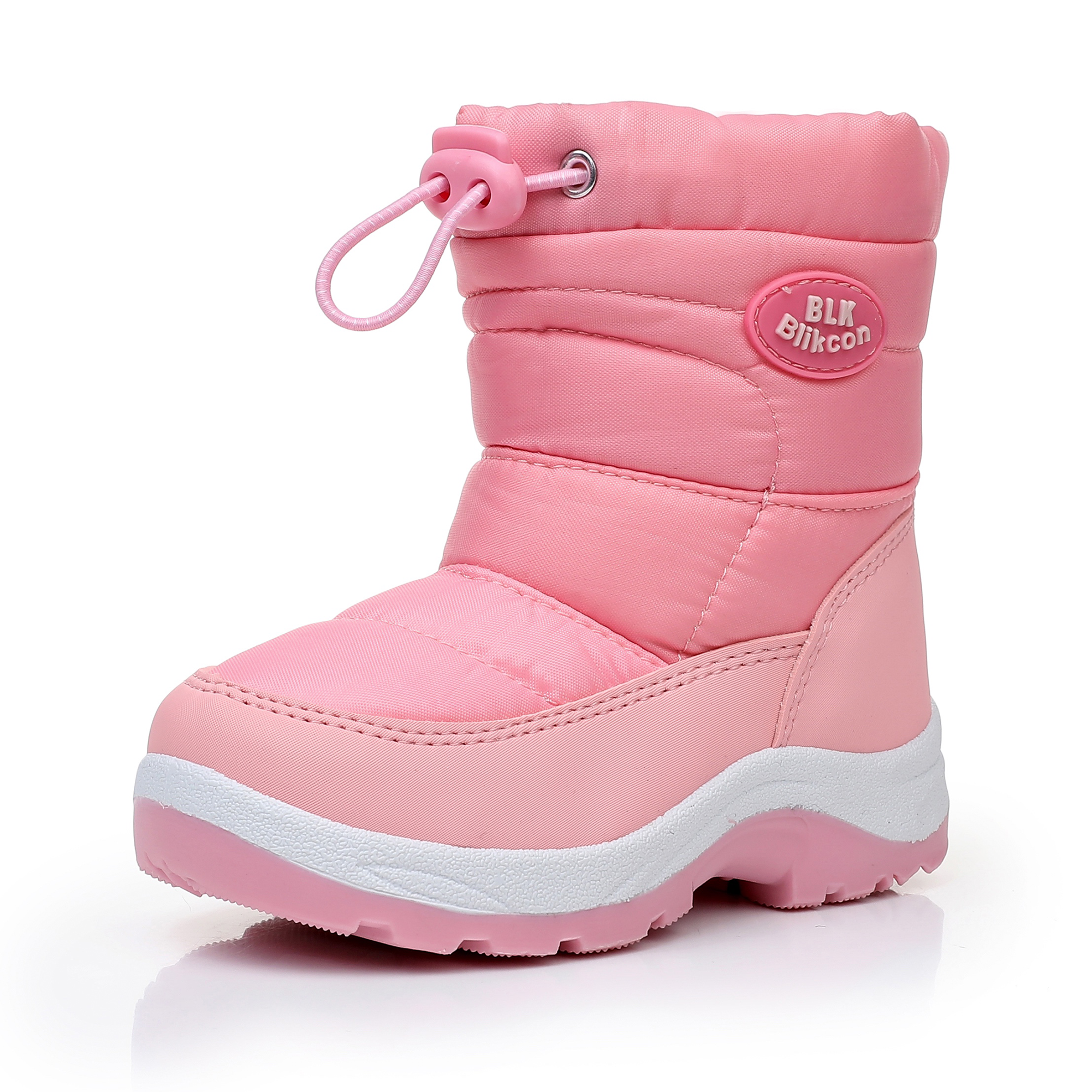 Blikcon Boys Girls Snow Boots Slip Resistant Waterproof Winter Boots (Toddler/Little Kid)-BLK-H0326-PinkPeach