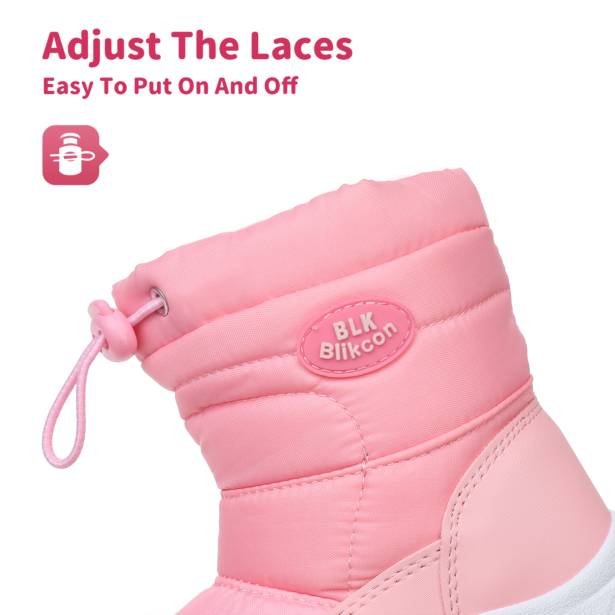 Blikcon Boys Girls Snow Boots Slip Resistant Waterproof Winter Boots (Toddler/Little Kid)-BLK-H0326-PinkPeach