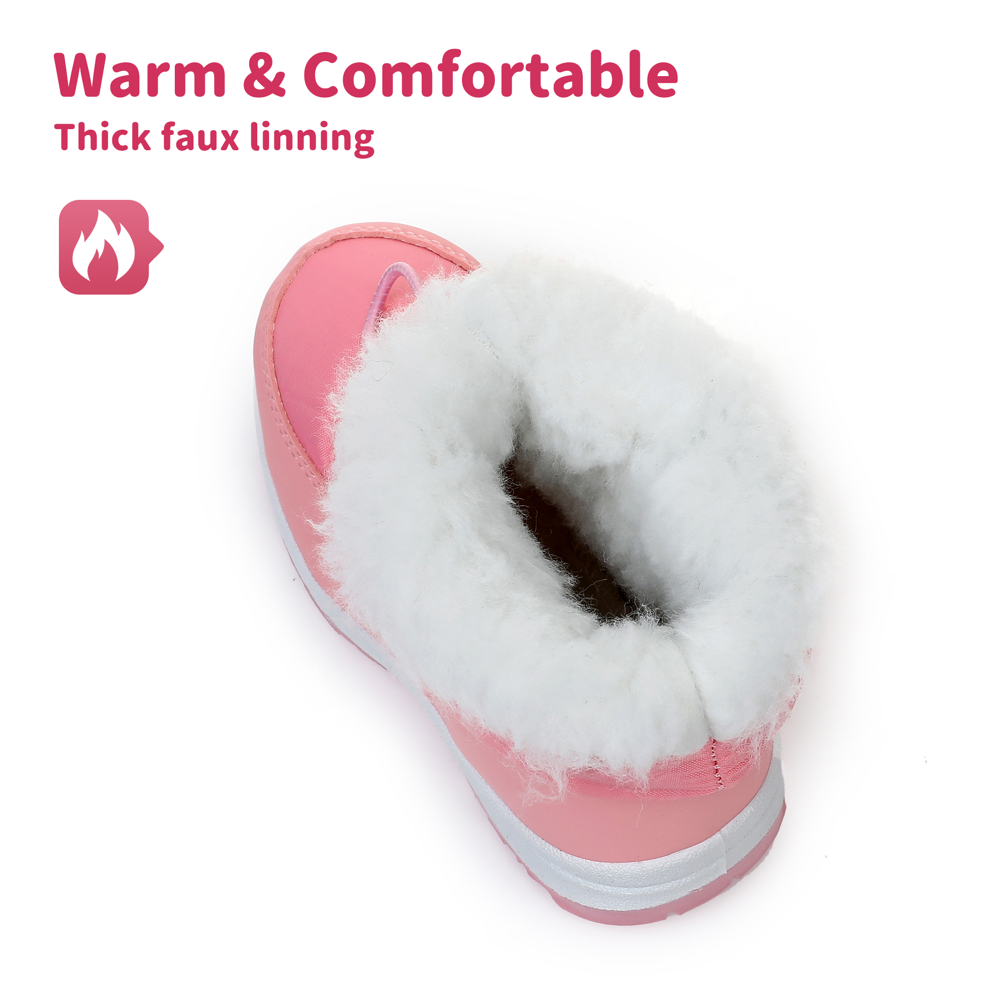 Blikcon Boys Girls Snow Boots Slip Resistant Waterproof Winter Boots (Toddler/Little Kid)-BLK-H0326-PinkPeach