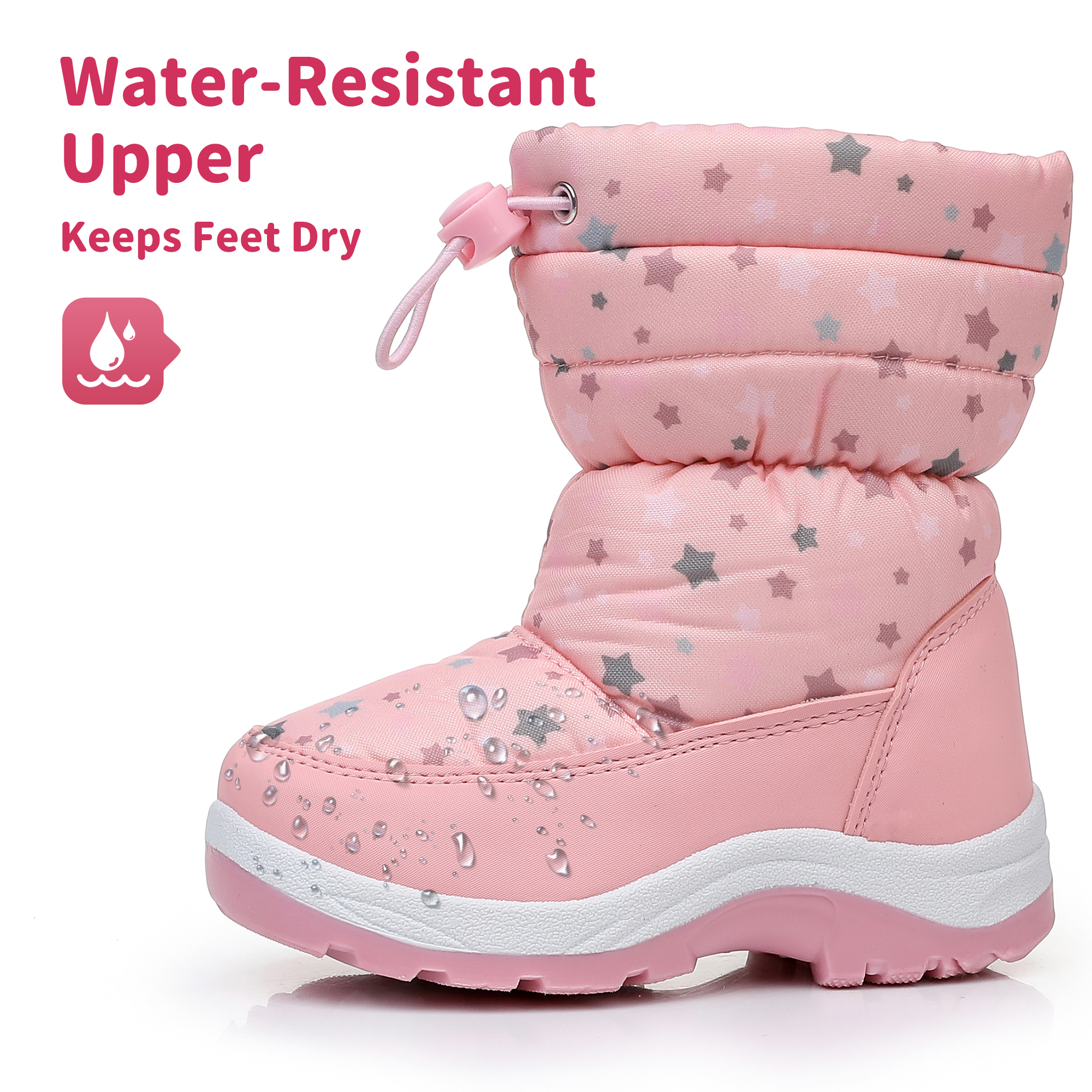 Blikcon Boys Girls Snow Boots Slip Resistant Waterproof Winter Boots (Toddler/Little Kid)-BLK-H0328-Pink