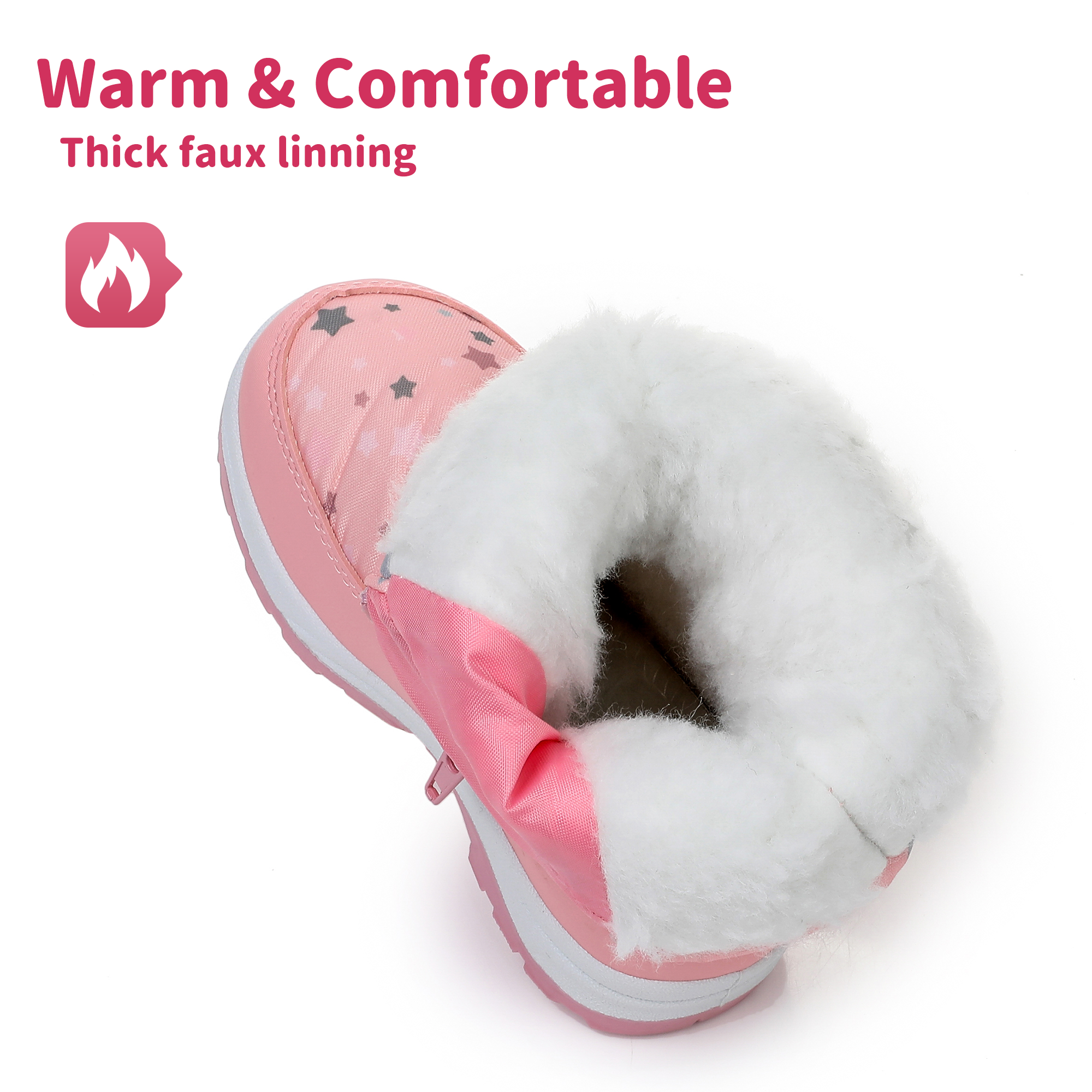 Blikcon Boys Girls Snow Boots Slip Resistant Waterproof Winter Boots (Toddler/Little Kid)-BLK-H0328-Pink