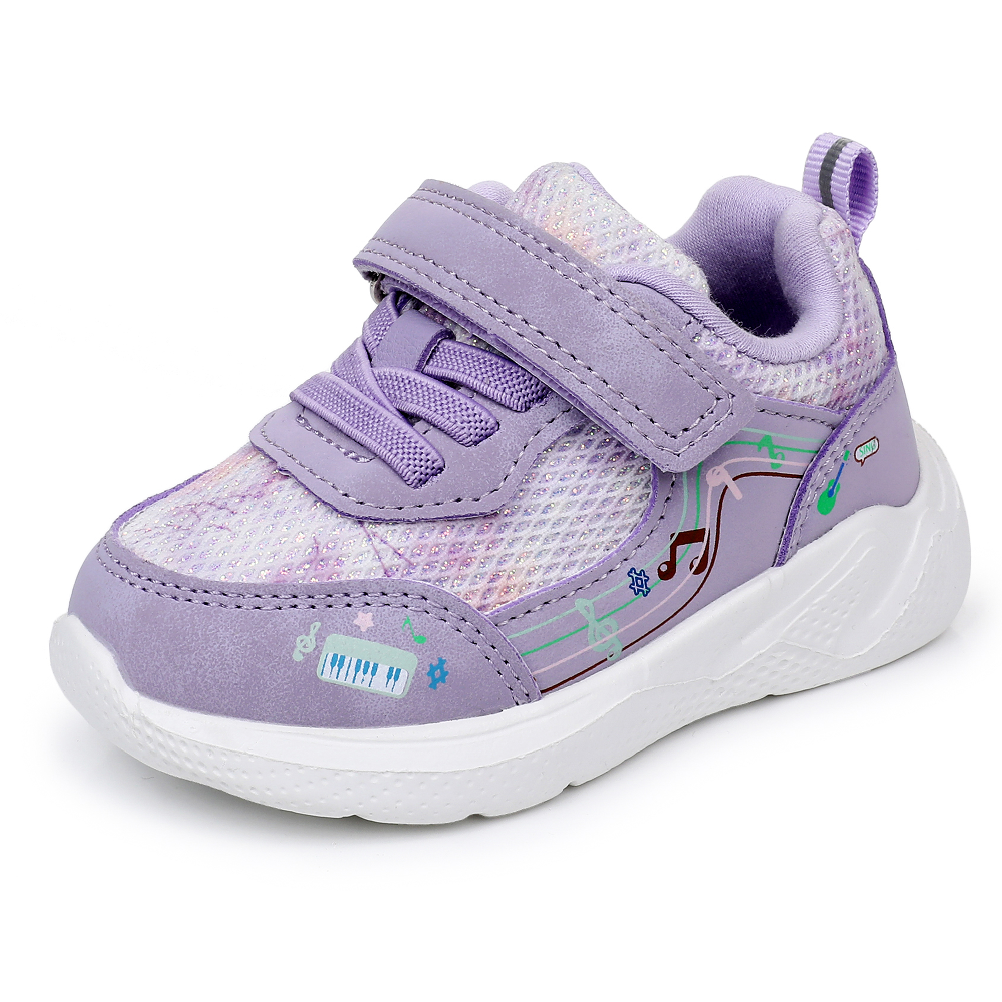 Apakowa Infant & Toddler Boys Girls Sneakers – Breathable Mesh First Walker Shoes with Adjustable Strap or Elastic Laces, Lightweight Non-Slip Athletic Shoes for Early Walkers (6-24 Months)-RF528-Purple