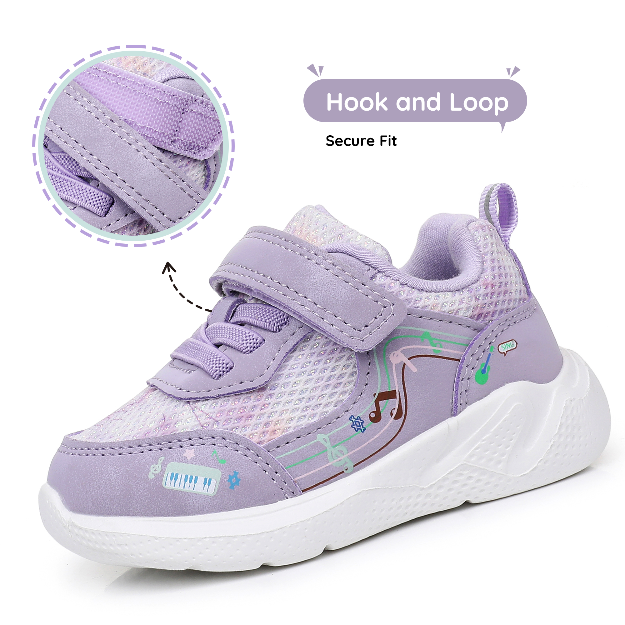 Apakowa Infant & Toddler Boys Girls Sneakers – Breathable Mesh First Walker Shoes with Adjustable Strap or Elastic Laces, Lightweight Non-Slip Athletic Shoes for Early Walkers (6-24 Months)-RF528-Purple