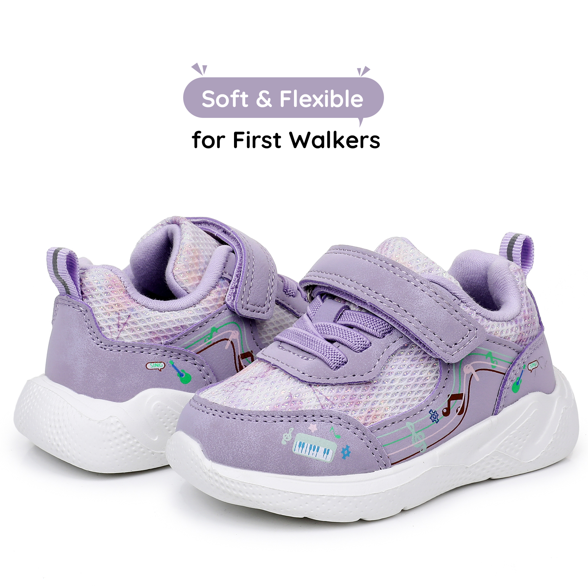 Apakowa Infant & Toddler Boys Girls Sneakers – Breathable Mesh First Walker Shoes with Adjustable Strap or Elastic Laces, Lightweight Non-Slip Athletic Shoes for Early Walkers (6-24 Months)-RF528-Purple