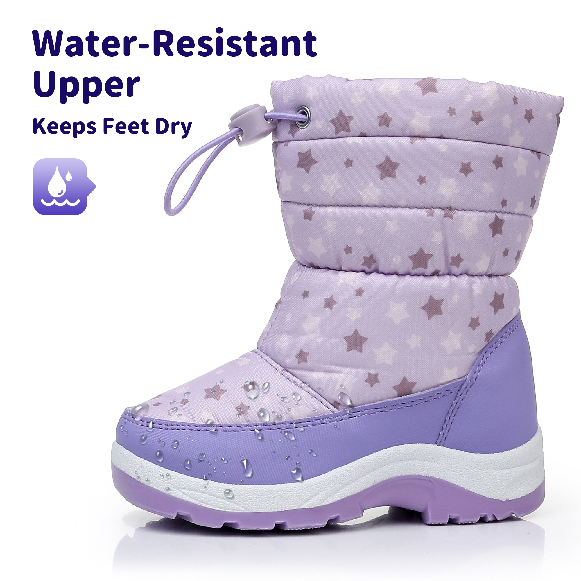 Blikcon Boys Girls Snow Boots Slip Resistant Waterproof Winter Boots (Toddler/Little Kid)-BLK-H0328-Purple