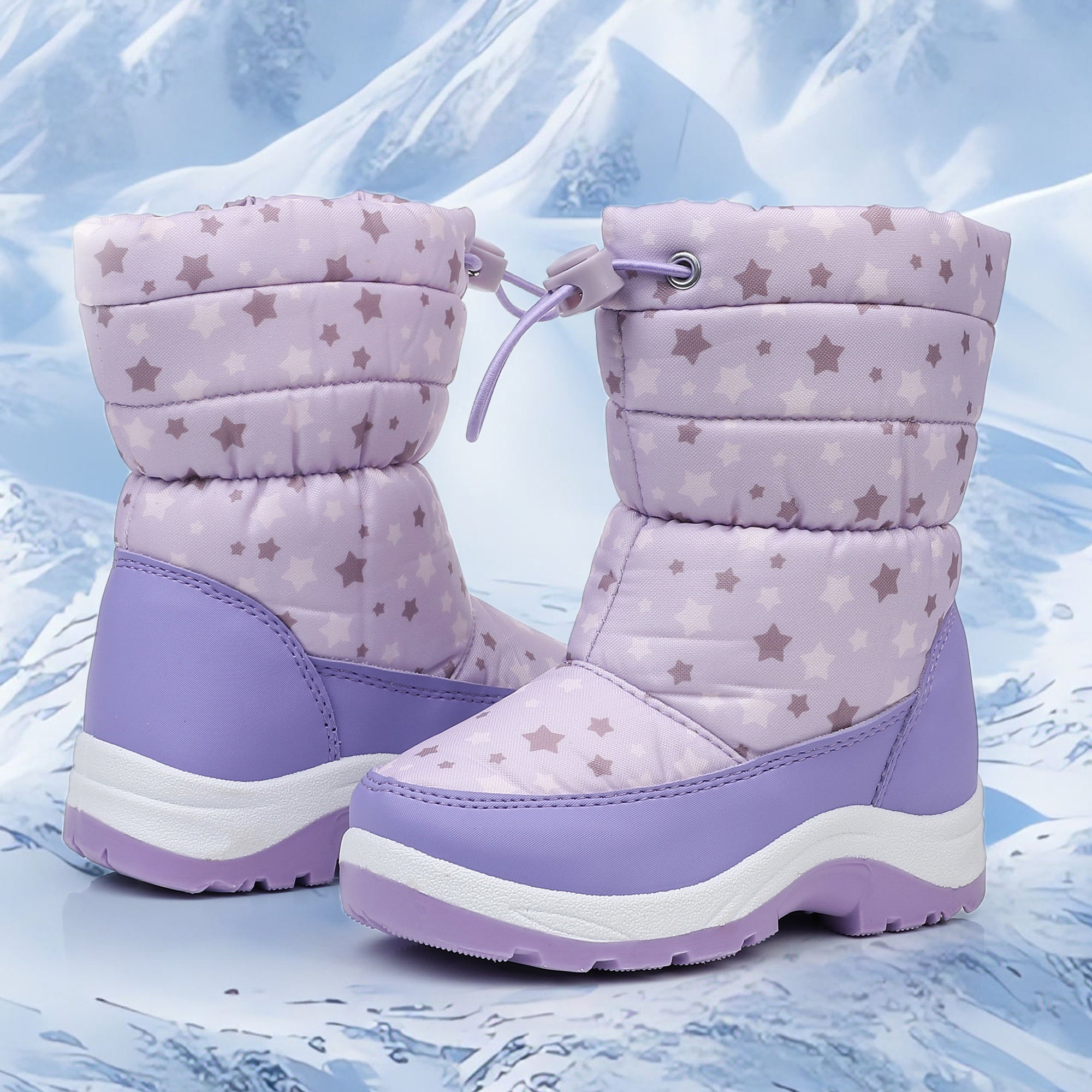 Blikcon Boys Girls Snow Boots Slip Resistant Waterproof Winter Boots (Toddler/Little Kid)-BLK-H0328-Purple