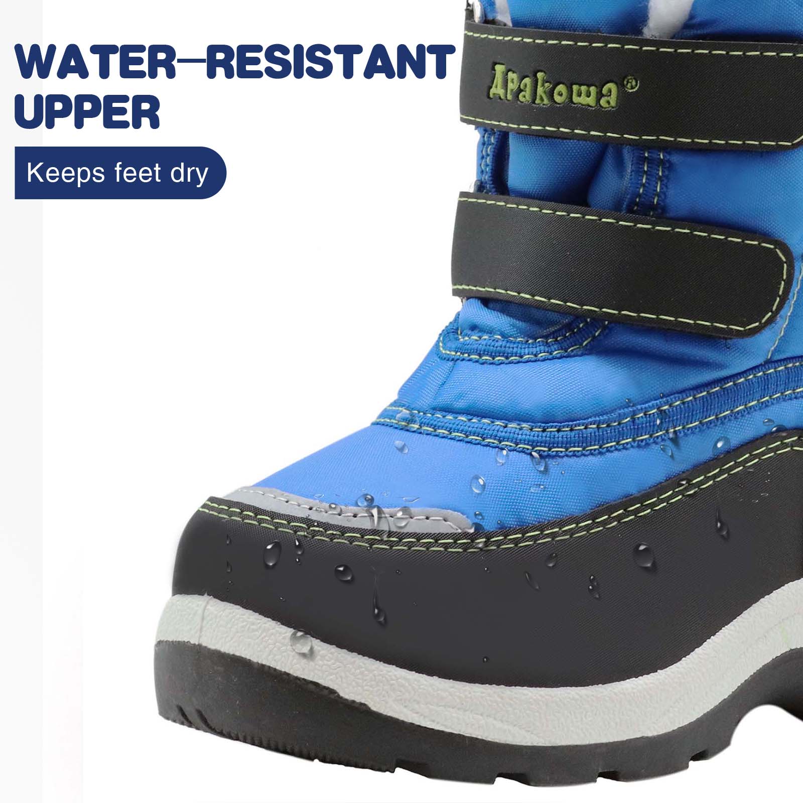 Apakowa Boys Water-resistant Snow Bootswith Hook & Loop for Toddler/Little Kid-H3305-Rblue