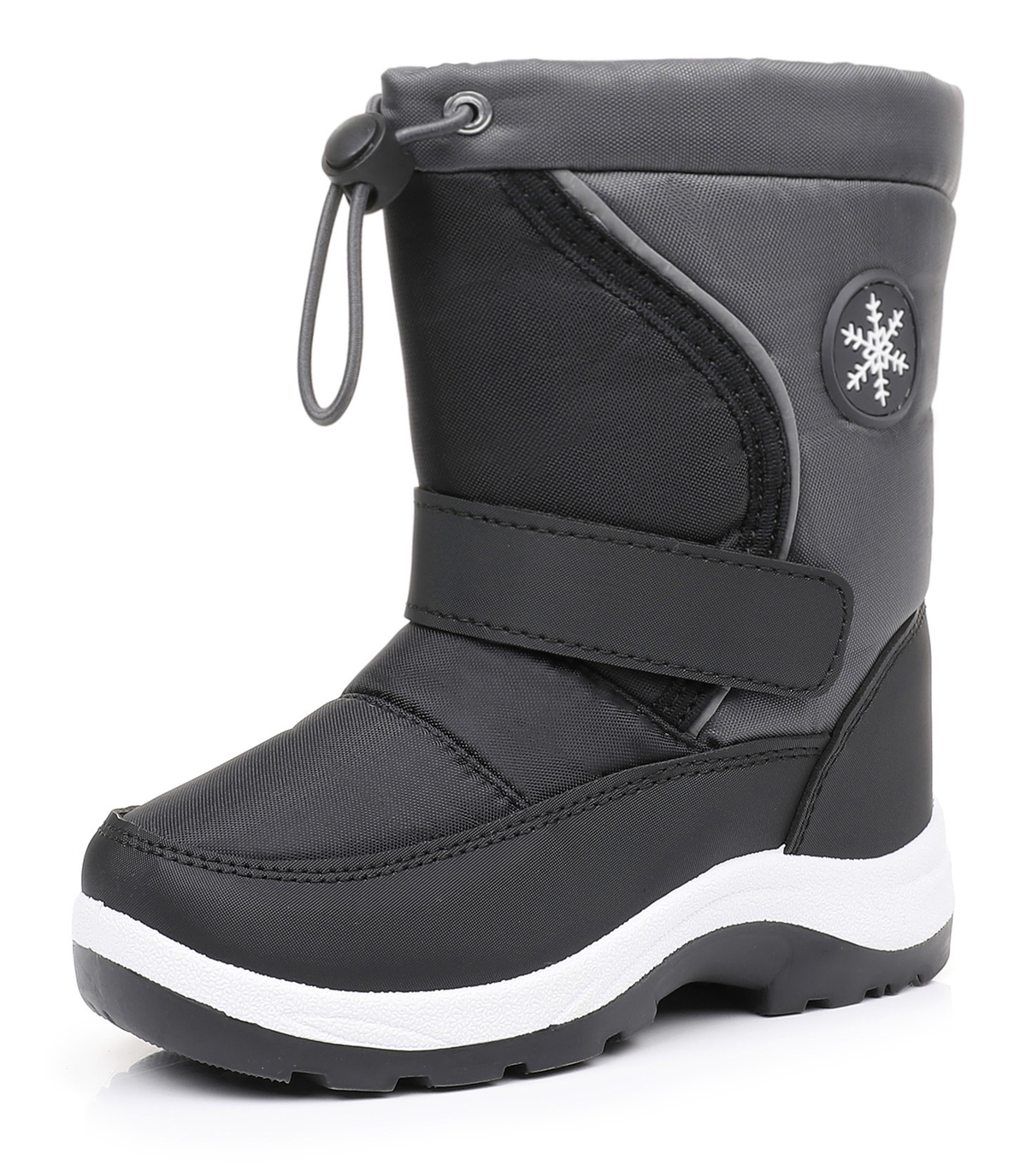 Black  Blikcon Kids Boys Snow Boots Water-resistant Winter Boots - Warm Plush Faux Fur Lined, Side Zipper & Non-Slip Sole (Toddler/Little Kid)-H0618-Black
