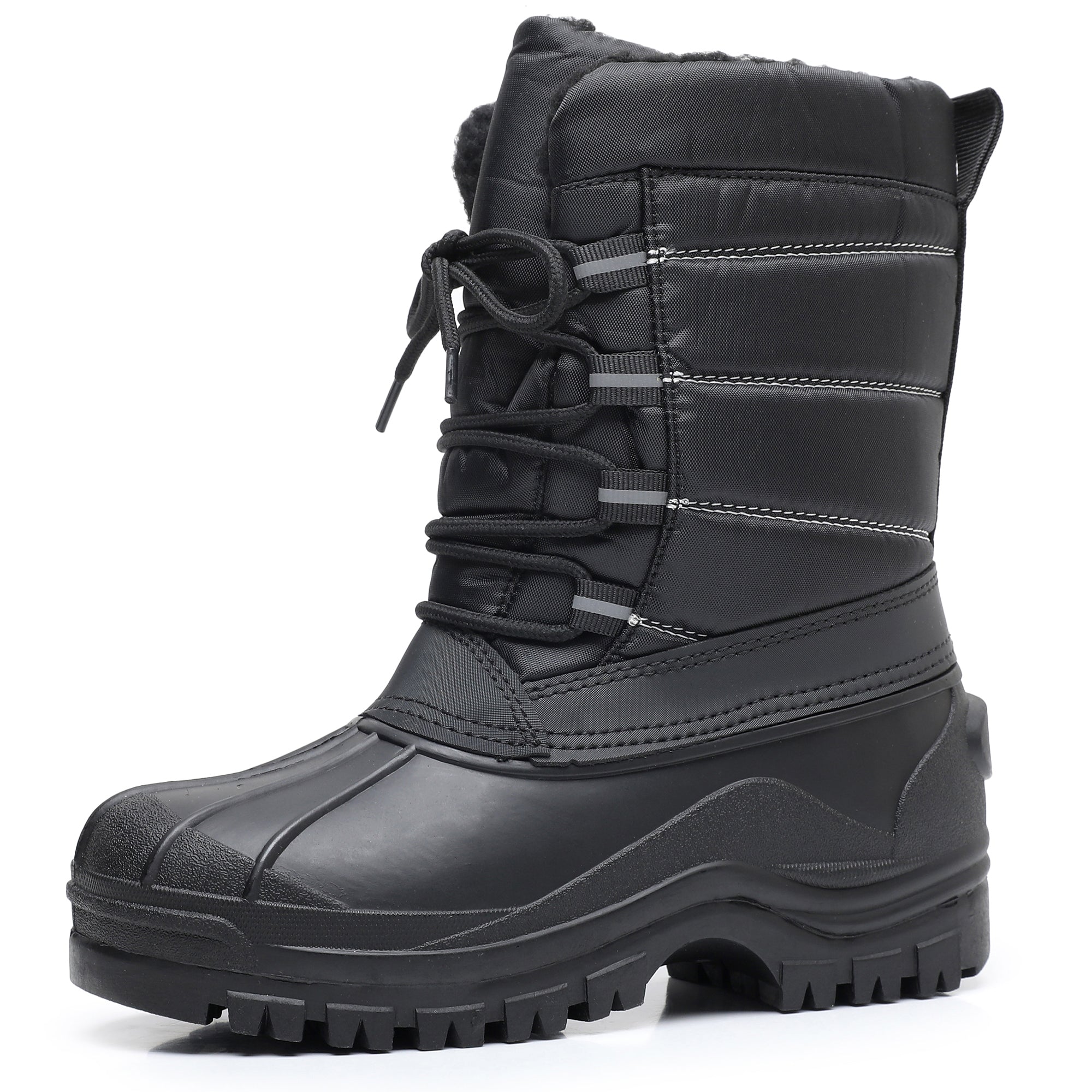 Apakowa Kids Boys Girls Winter Snow Boots Waterproof Outdoor Insulated Snow Boots (Little Kid/Big Kid)-H8323-Black