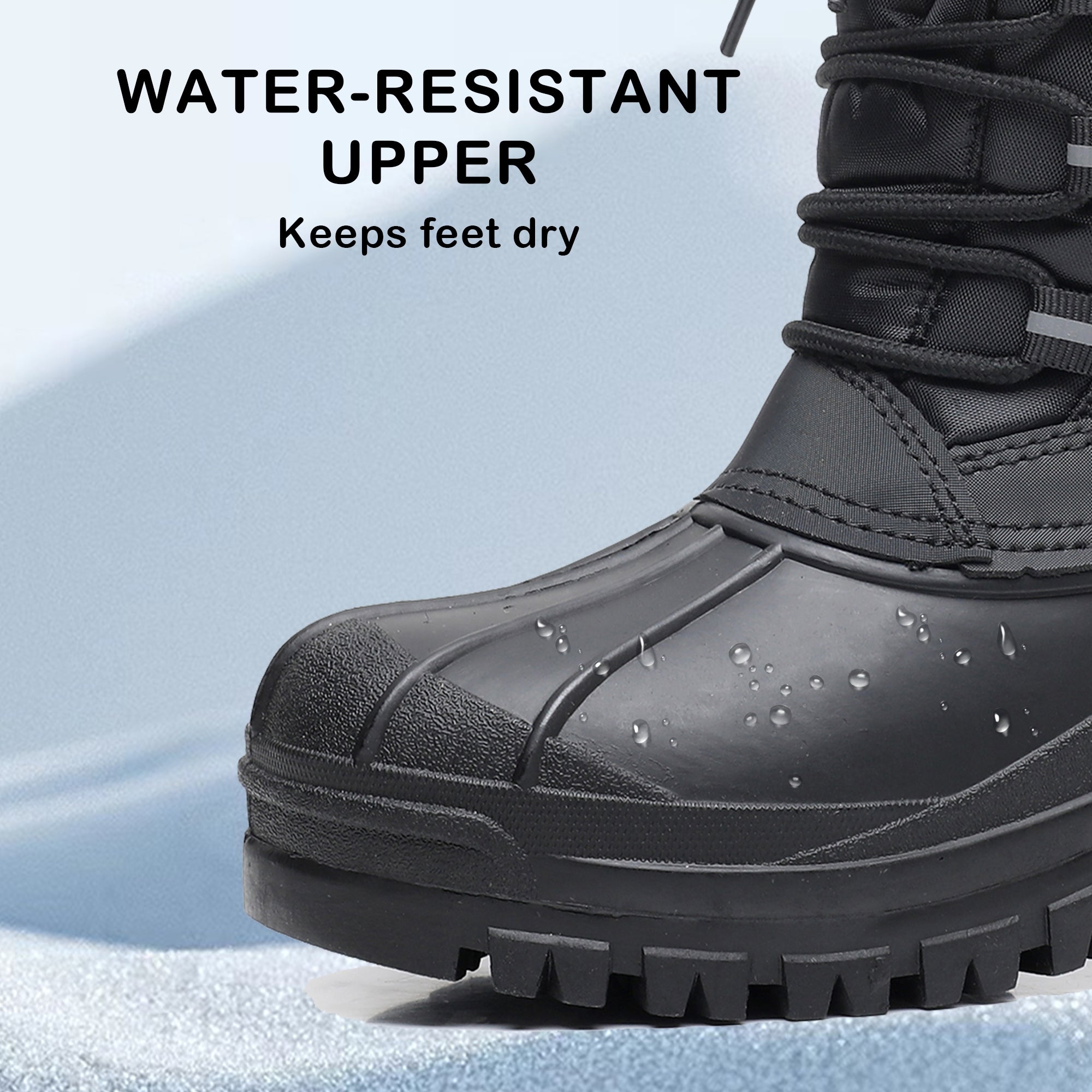 Apakowa Kids Boys Girls Winter Snow Boots Waterproof Outdoor Insulated Snow Boots (Little Kid/Big Kid)-H8323-Black